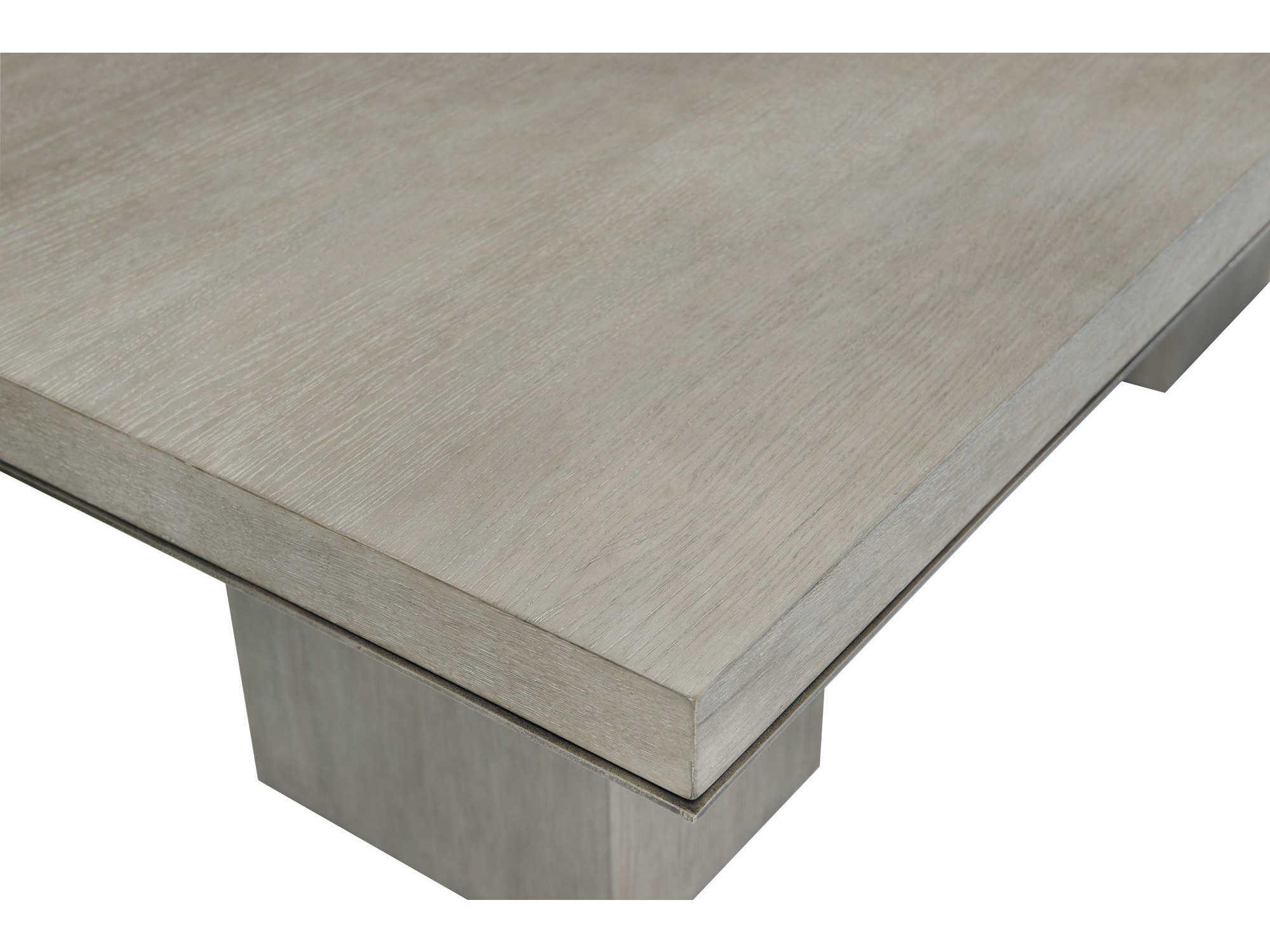 Bernhardt Linea Rectangular Wood Cerused Greige Textured Graphite Metal Dining Table