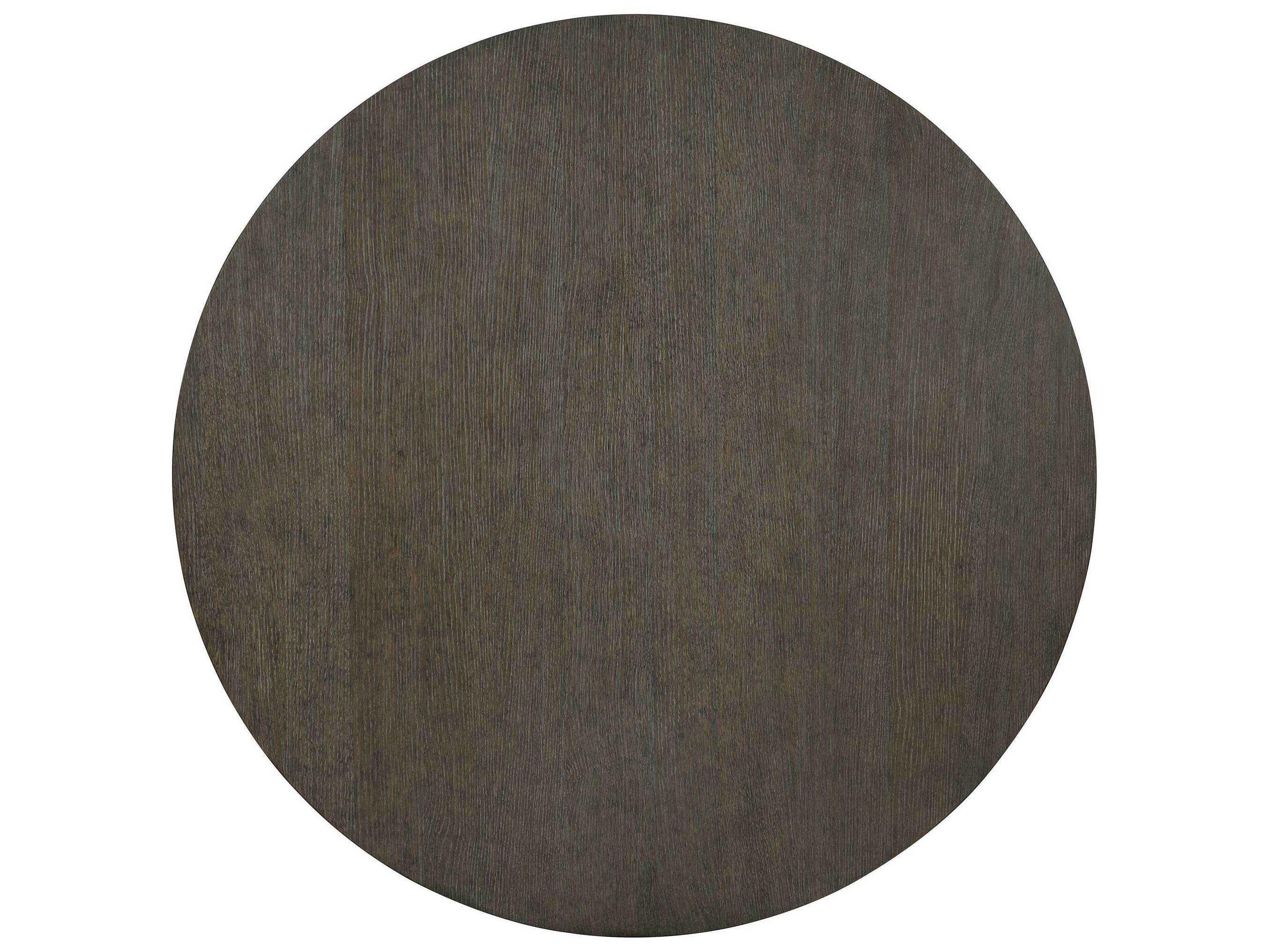 Bernhardt Linea Round Wood Cerused Charcoal Textured Graphite Metal Dining Table