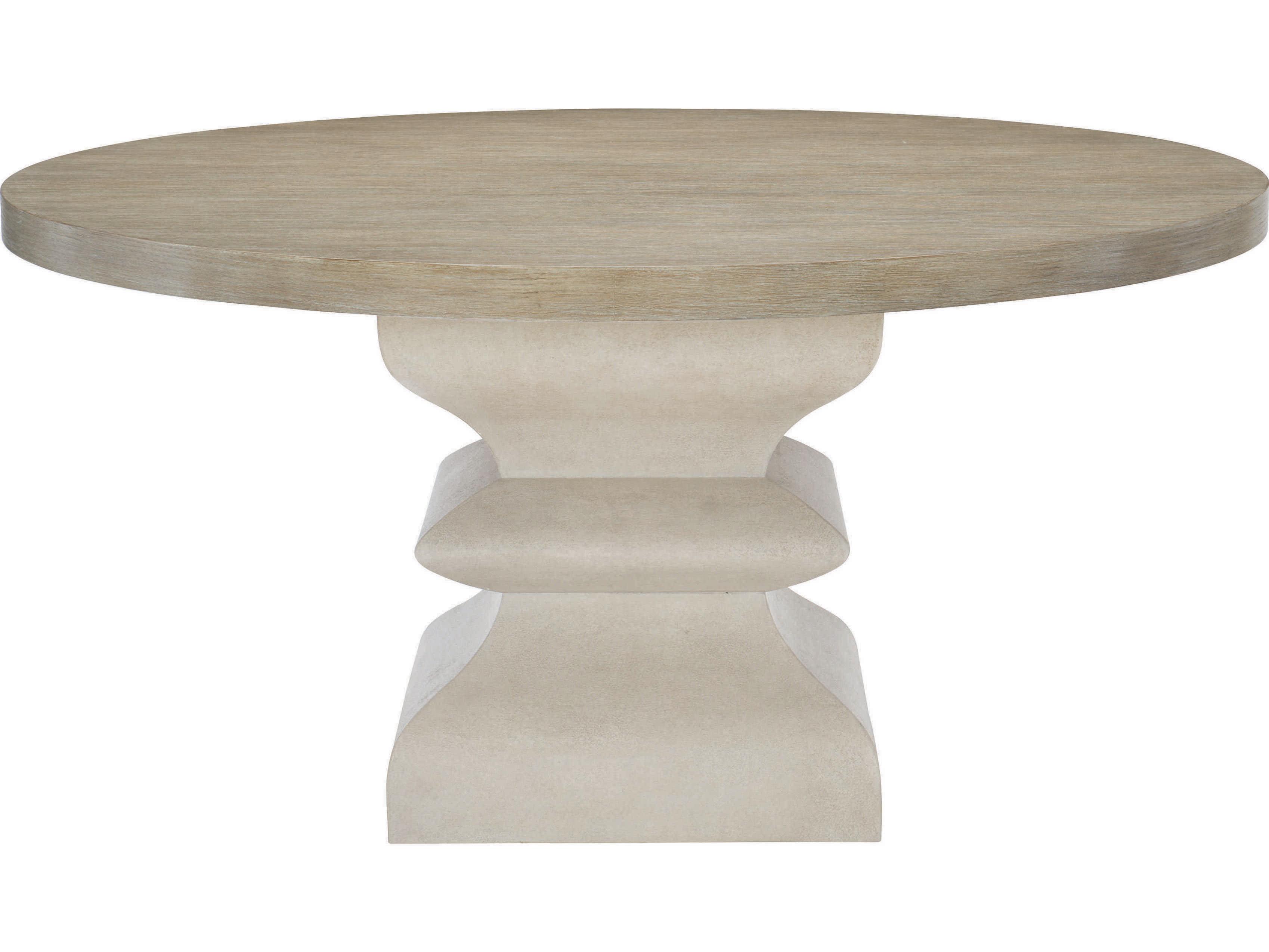 Bernhardt Santa Barbara Round Wood Sandstone Textured Cameo Dining Table