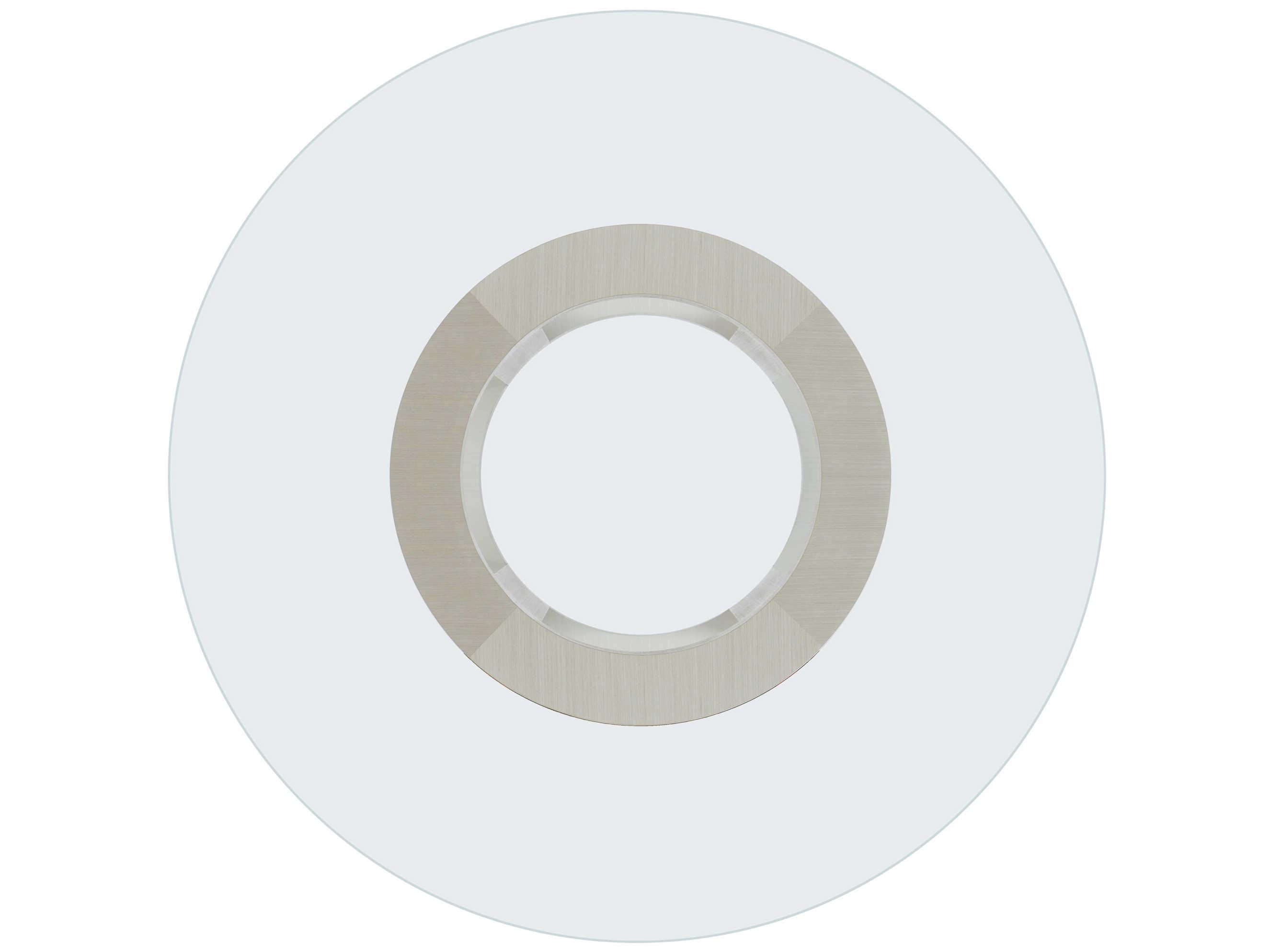 Bernhardt Axiom Round Glass Linear Gray White Dining Table