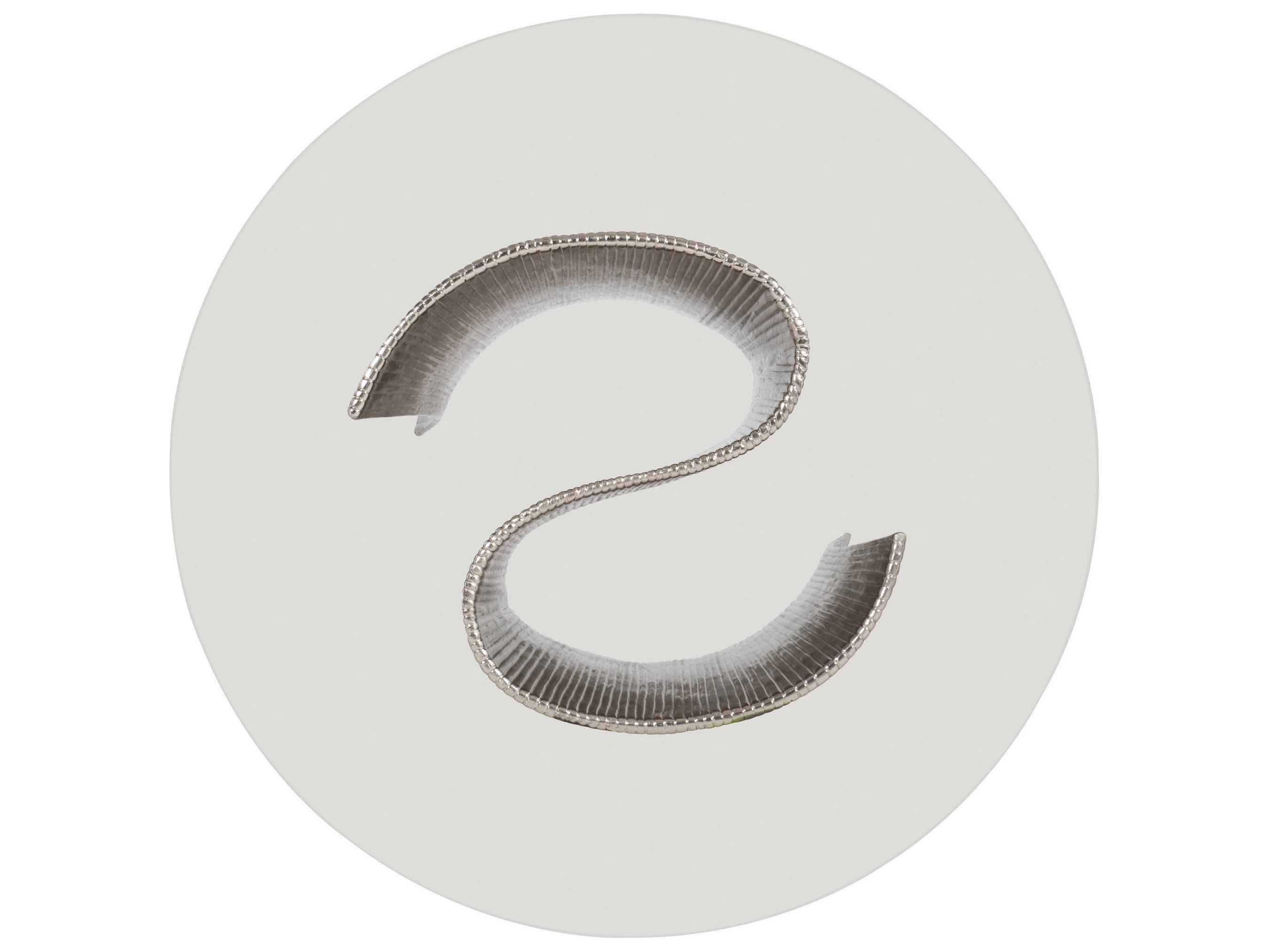 Bernhardt Interiors Serpentine Round Glass Bright Nickel Dining Table