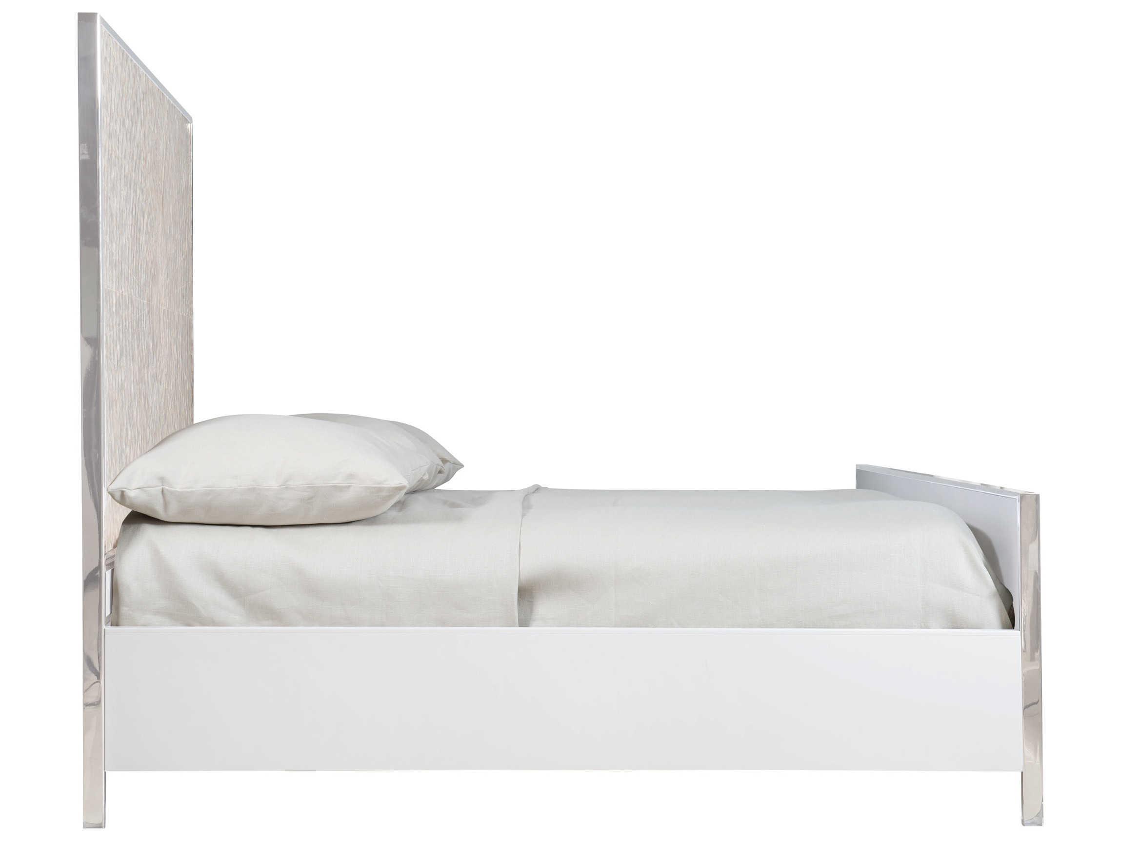 Bernhardt Interiors Helios Capiz Shell Polished Stainless Steel White Hardwood King Panel Bed