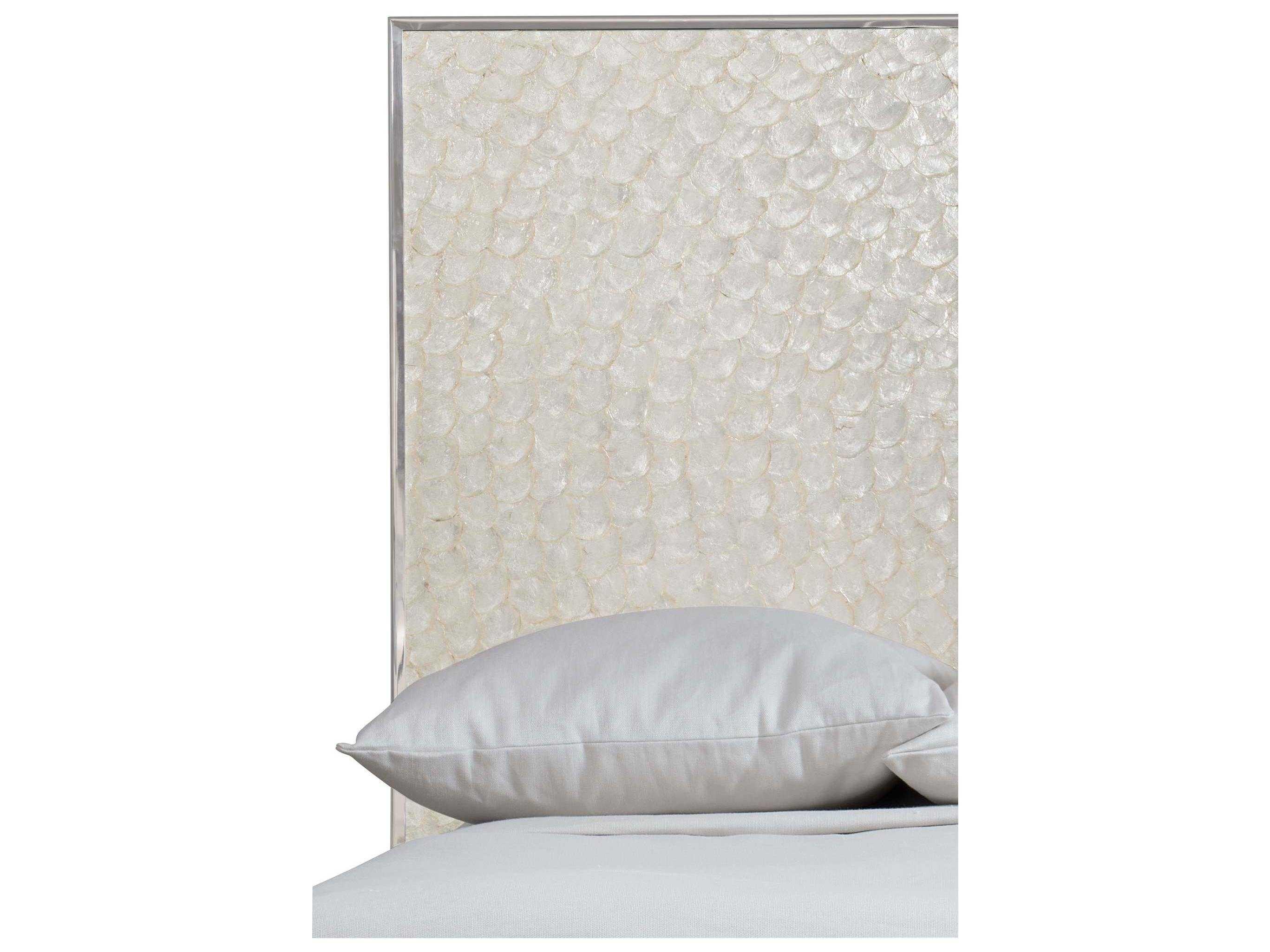 Bernhardt Interiors Helios Capiz Shell Polished Stainless Steel White Hardwood King Panel Bed