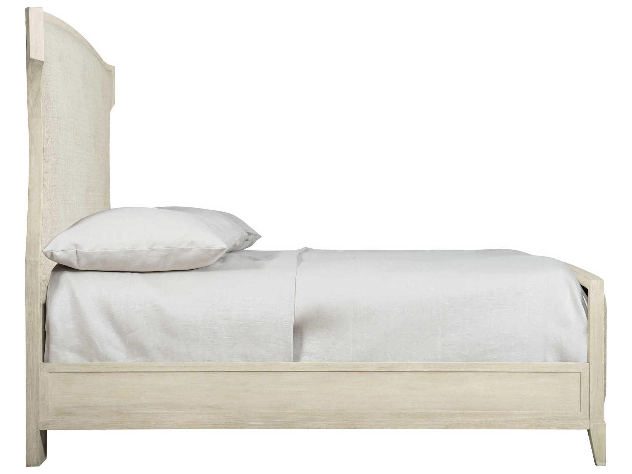 Bernhardt East Hampton Cerused Linen White Ash Wood Upholstered King Panel Bed