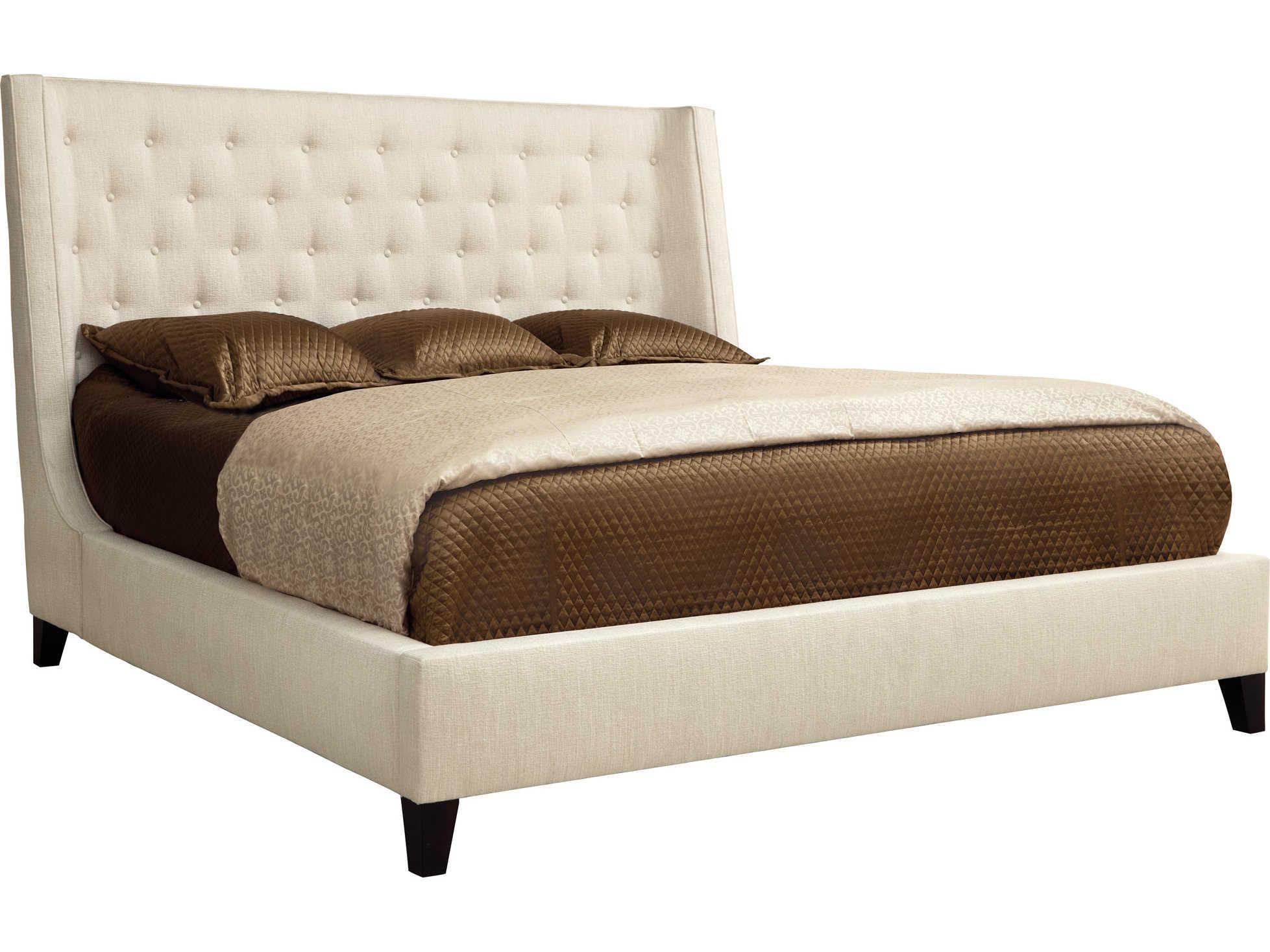 Bernhardt Interiors Maxime Wing Beige Hardwood Upholstered King Platform Bed