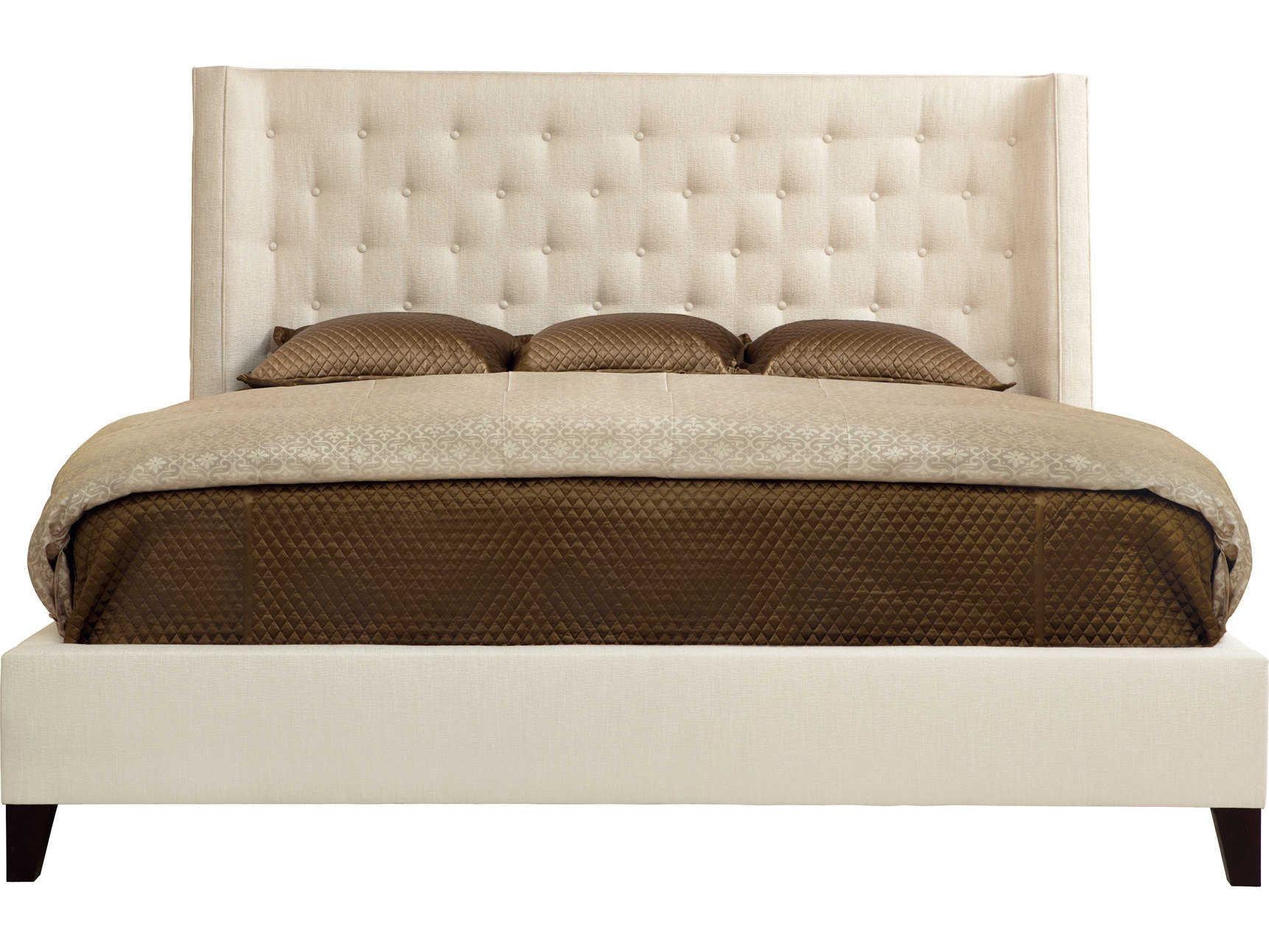 Bernhardt Interiors Maxime Wing Beige Hardwood Upholstered King Platform Bed