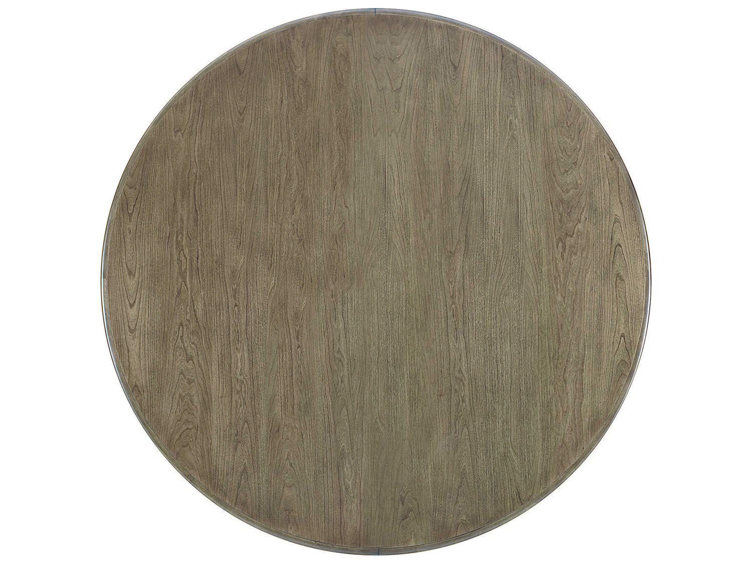 Bernhardt Interiors Newberry Round Wood Rustic Gray White Plaster Dining Table