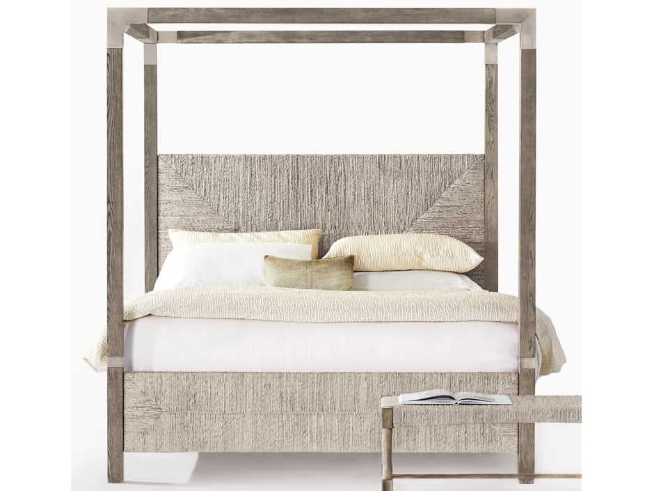 Bernhardt Interiors Palma Rustic Gray Oak Wood King Poster Bed
