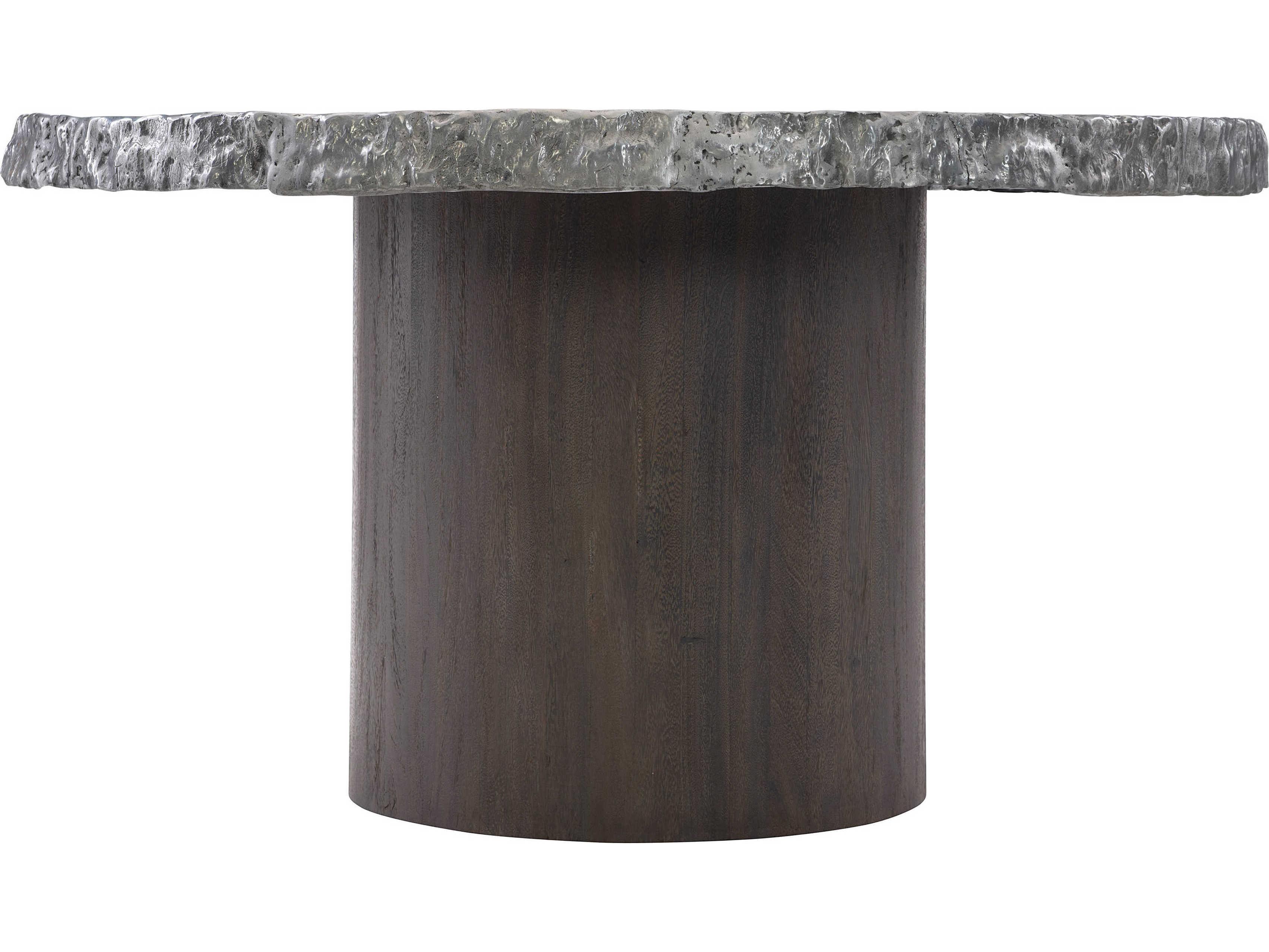 Bernhardt Interiors Cahill Round Marble Gray Brown Dining Table