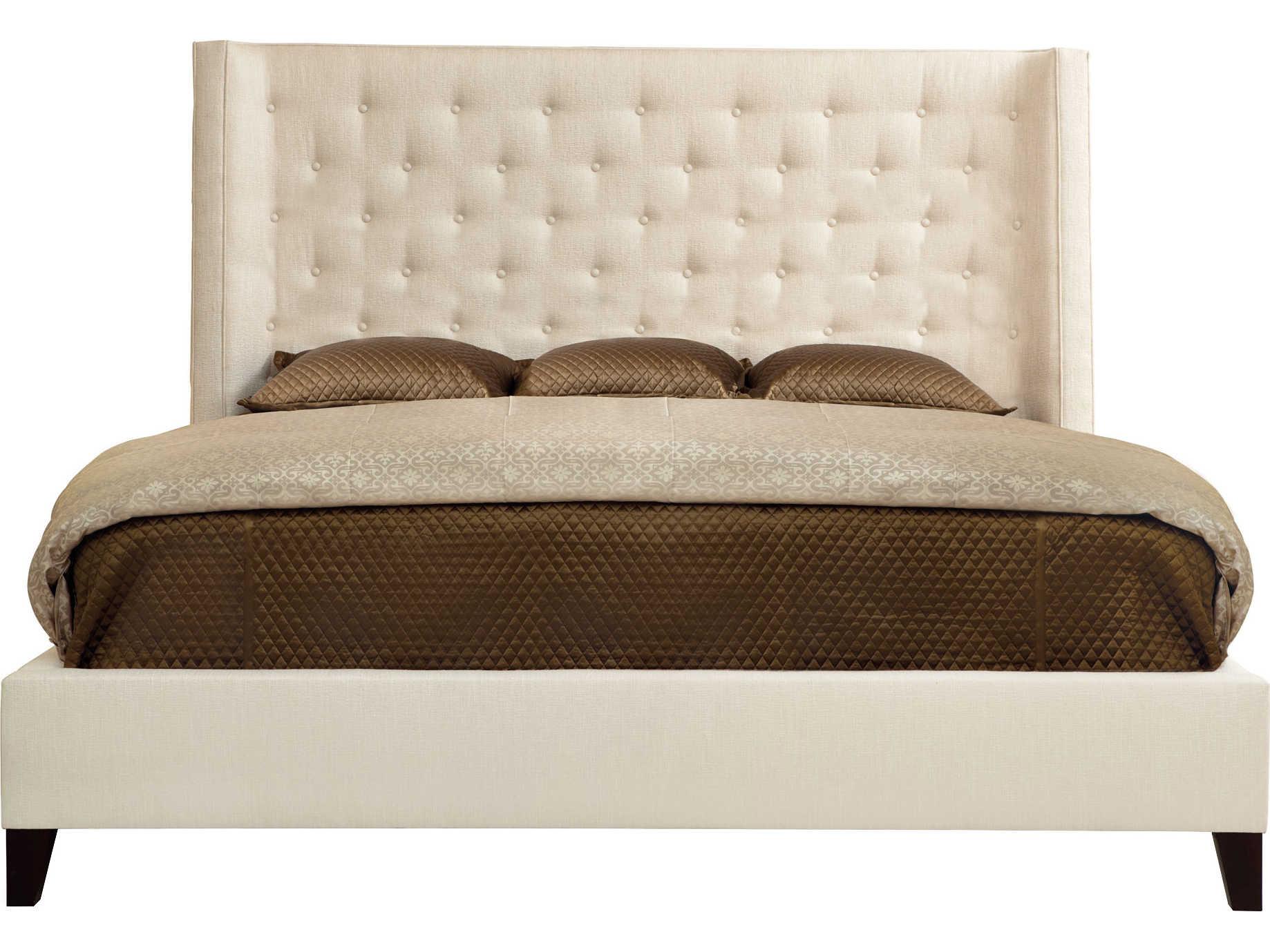 Bernhardt Interiors Maxime Wing Beige Hardwood Upholstered Queen Platform Bed