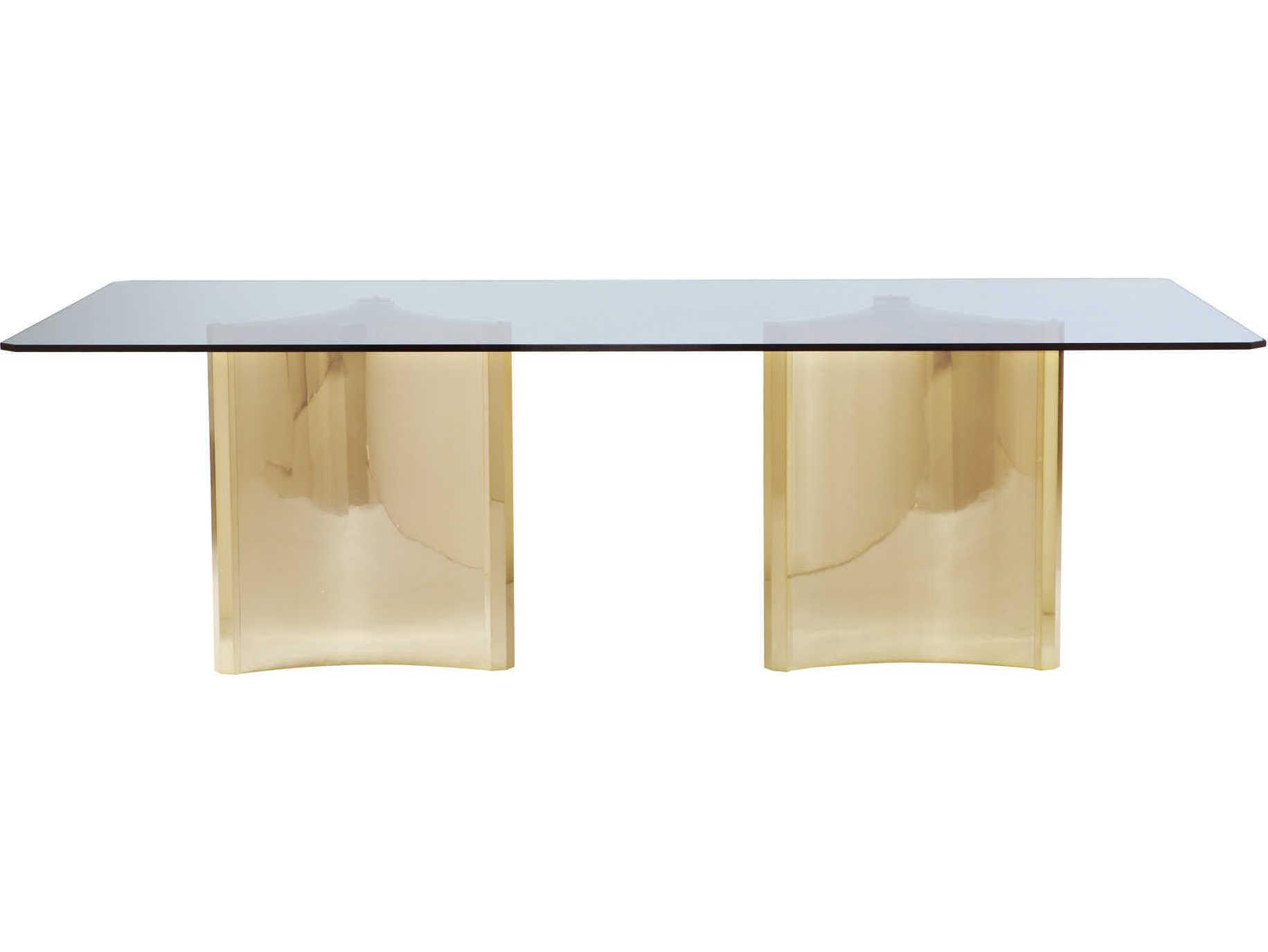Bernhardt Interiors Abbott Rectangular Glass Patinated Brass Dining Table