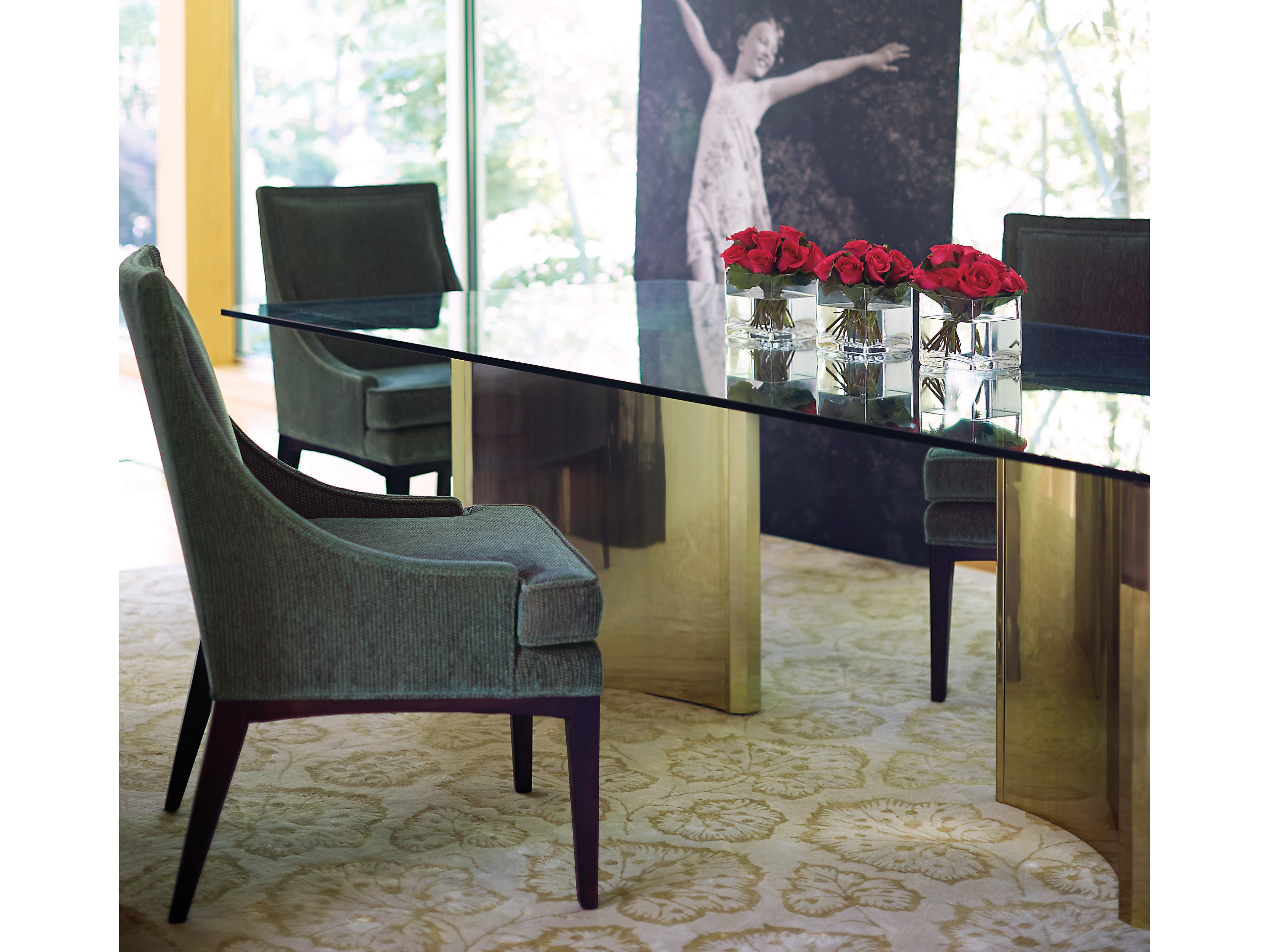 Bernhardt Interiors Abbott Rectangular Glass Patinated Brass Dining Table