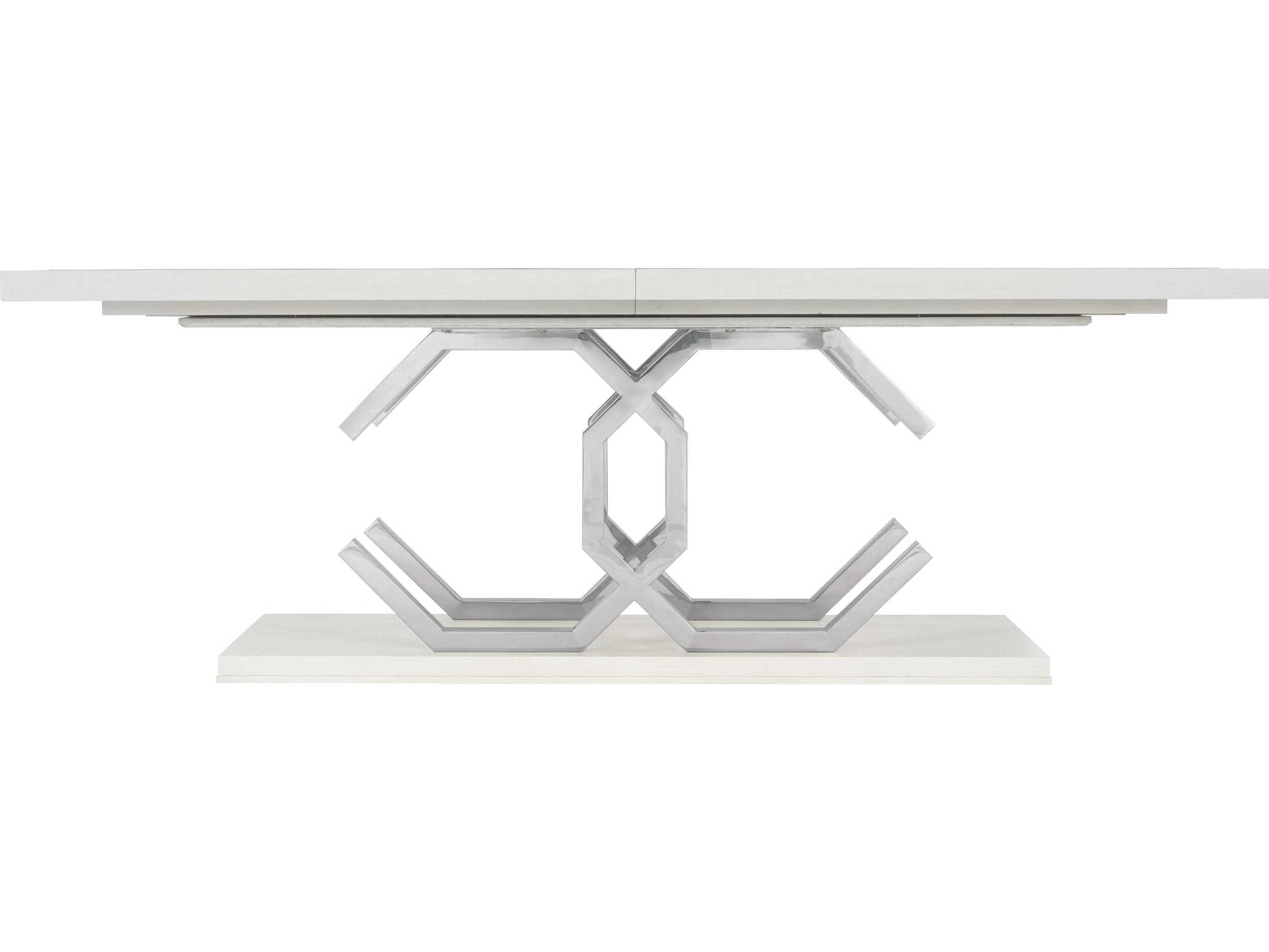 Bernhardt Silhouette Rectangular Wood Eggshell Polished Stainless Steel Dining Table