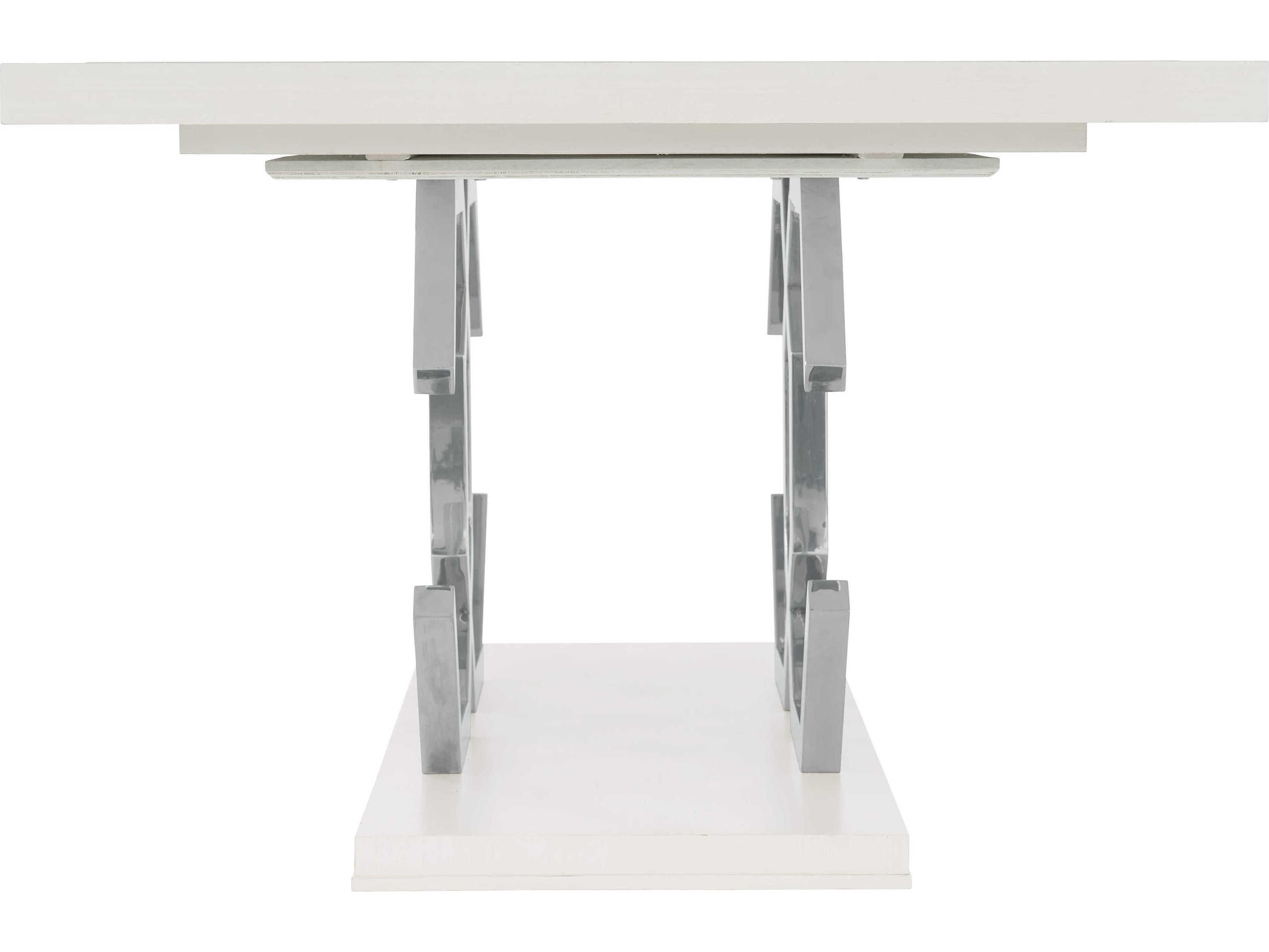 Bernhardt Silhouette Rectangular Wood Eggshell Polished Stainless Steel Dining Table