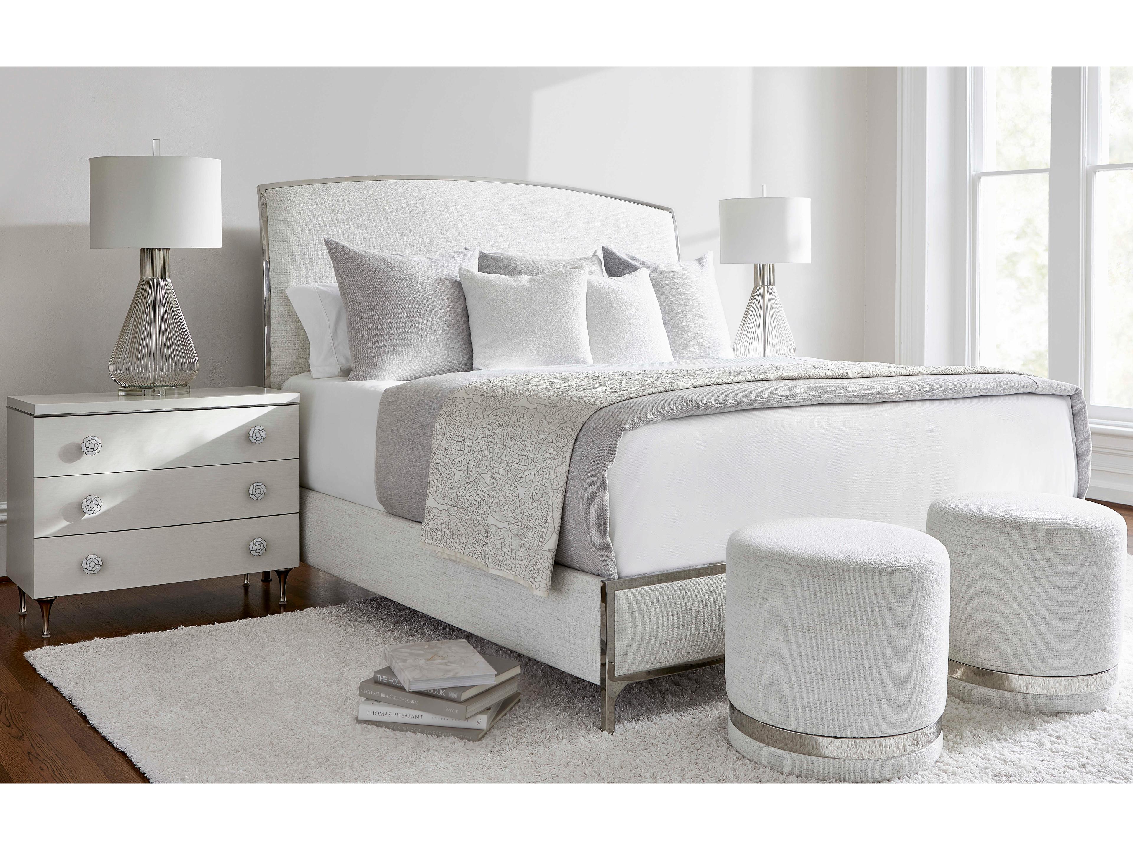 Bernhardt Silhouette White Upholstered King Panel Bed