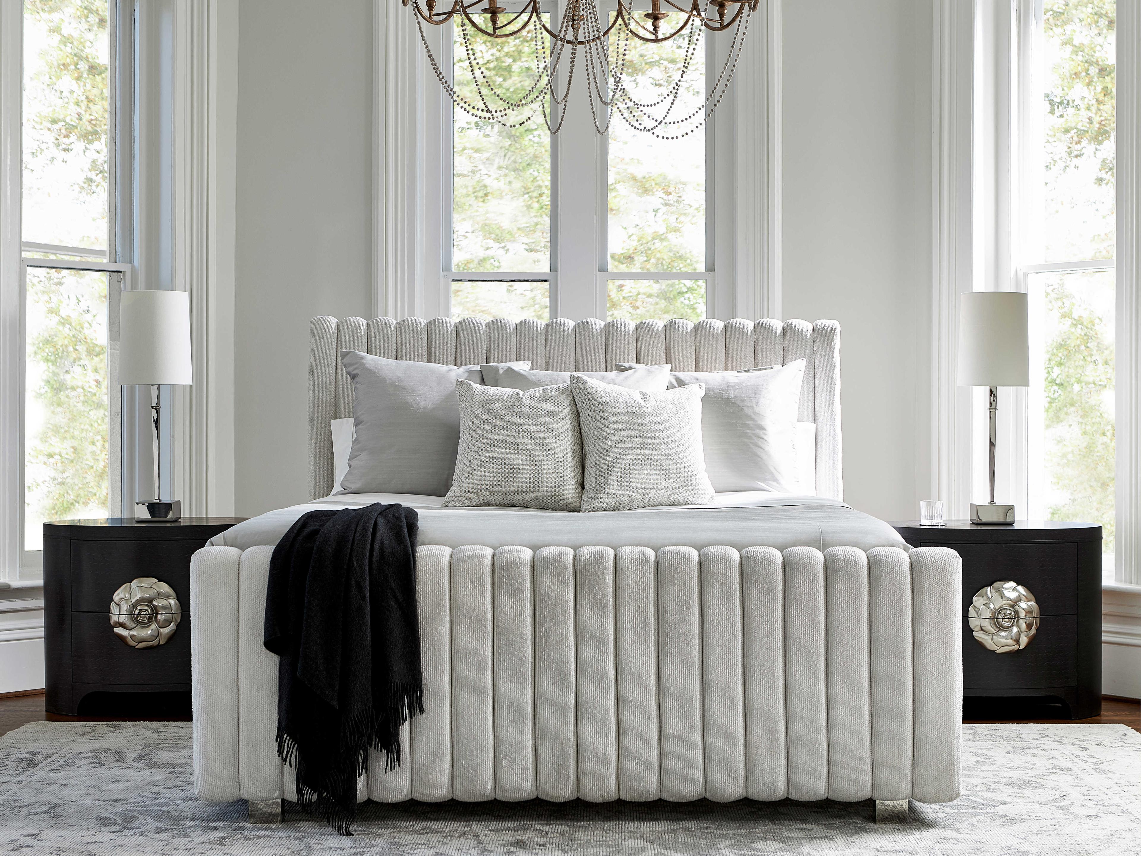 Bernhardt Silhouette White Upholstered King Panel Bed