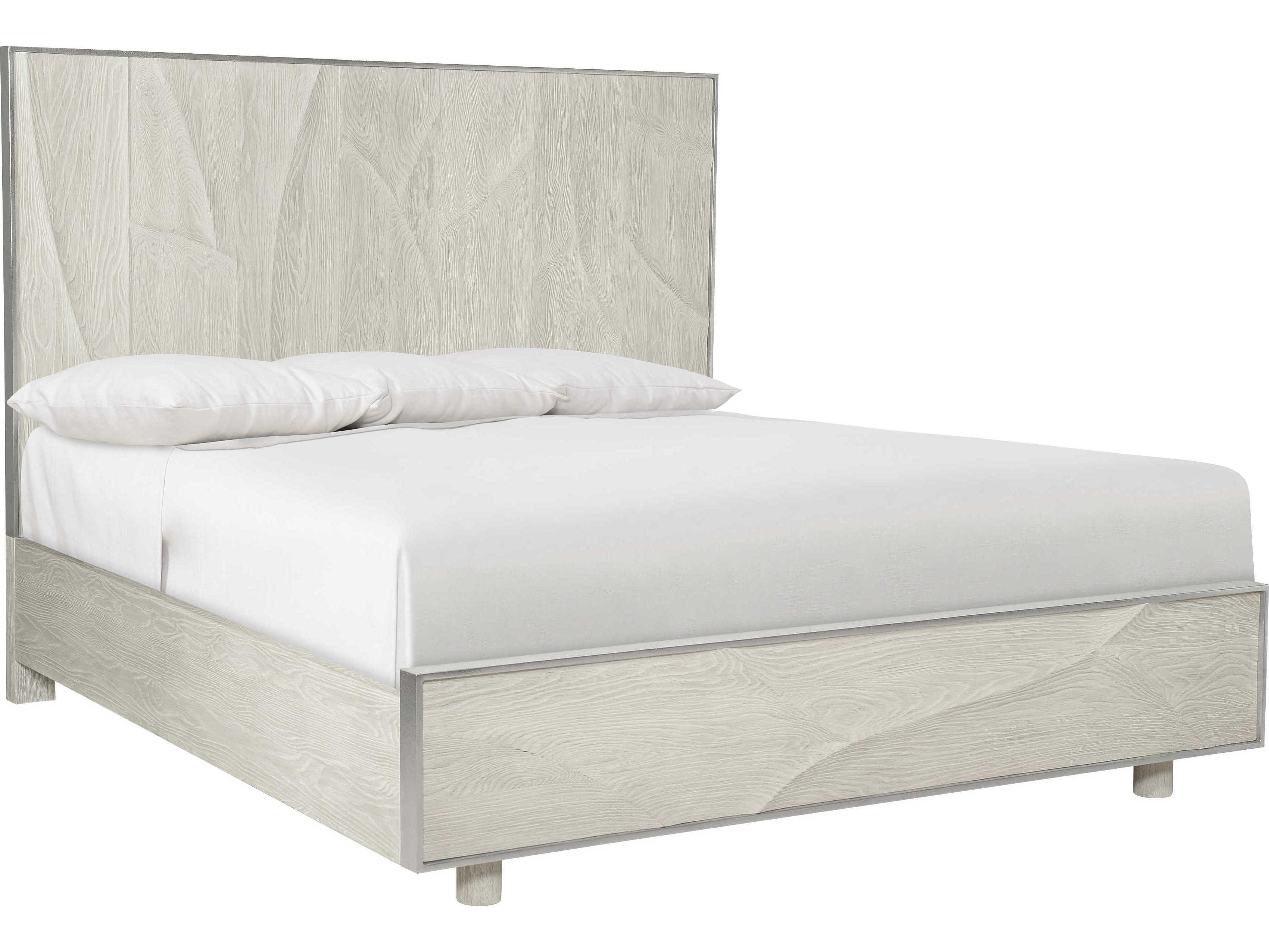 Bernhardt Interiors Alvarez Jicama Shiny Nickel White Rubberwood Wood King Panel Bed
