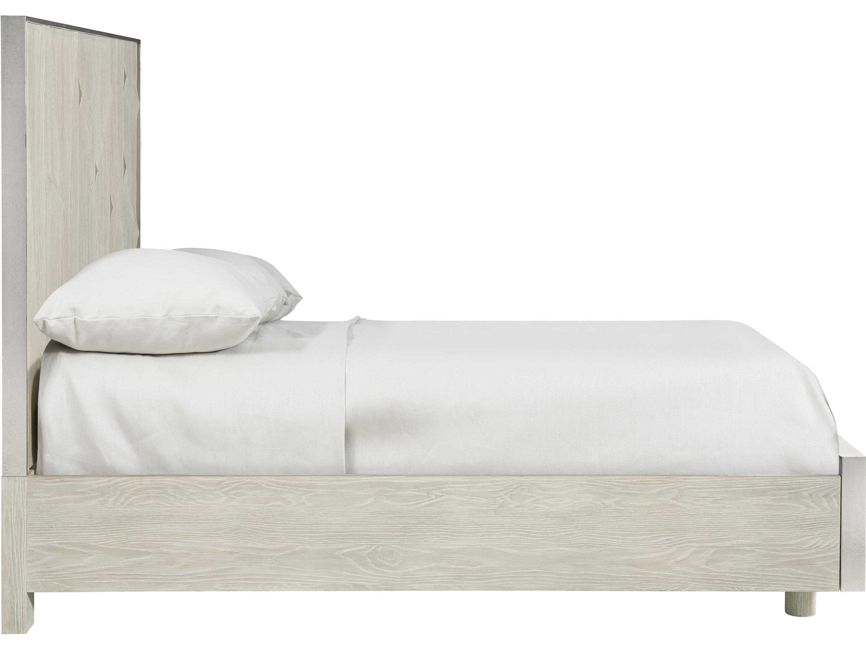 Bernhardt Interiors Alvarez Jicama Shiny Nickel White Rubberwood Wood King Panel Bed
