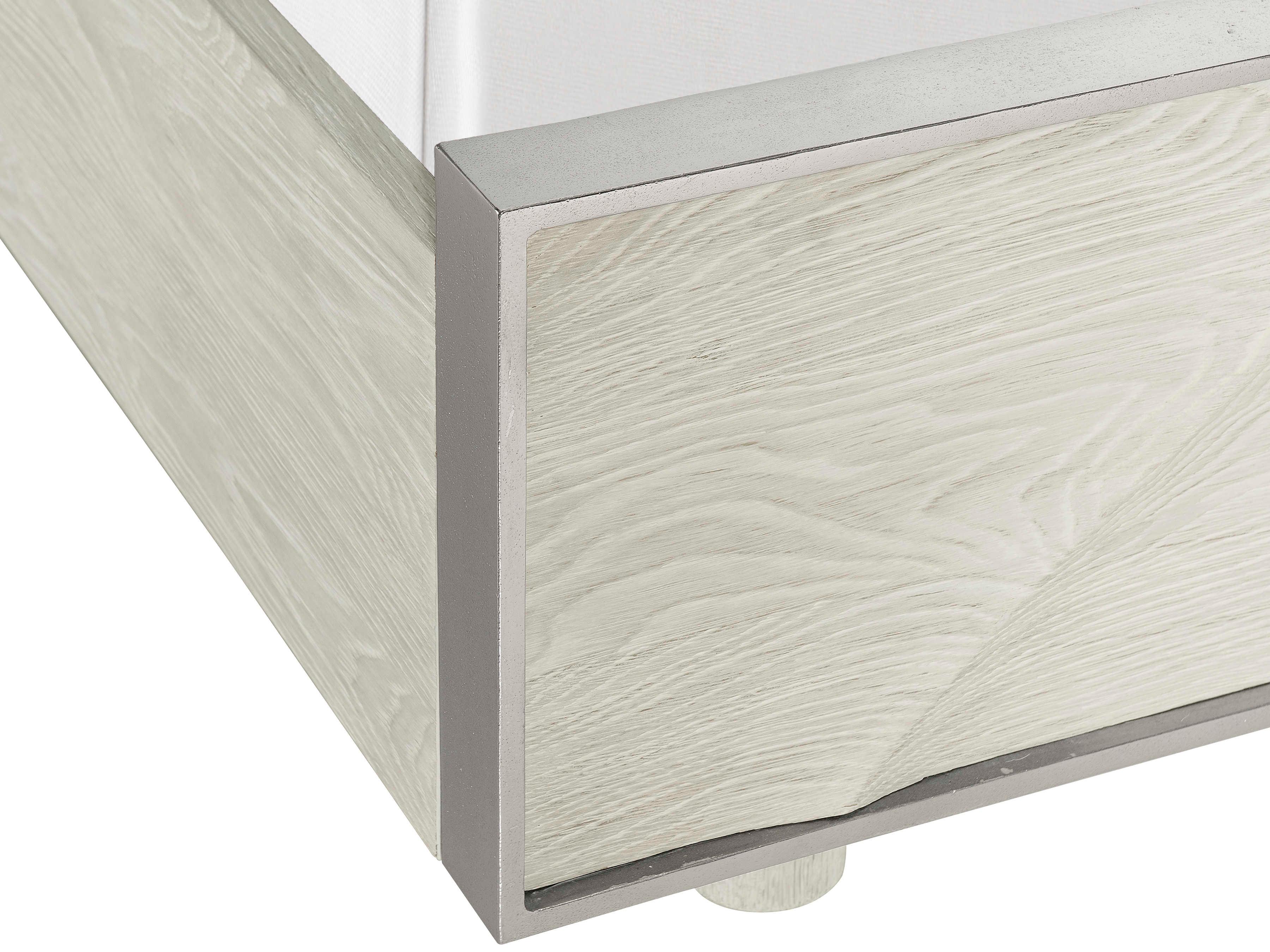 Bernhardt Interiors Alvarez Jicama Shiny Nickel White Rubberwood Wood King Panel Bed