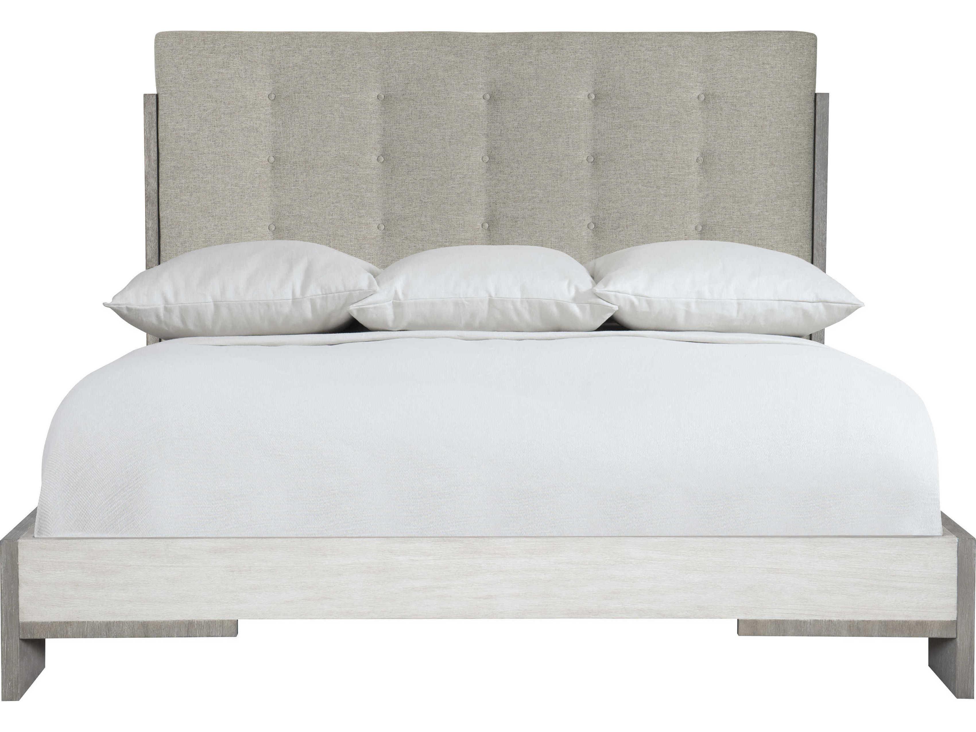 Bernhardt Foundations Linen Light Shale Gray Upholstered King Panel Bed