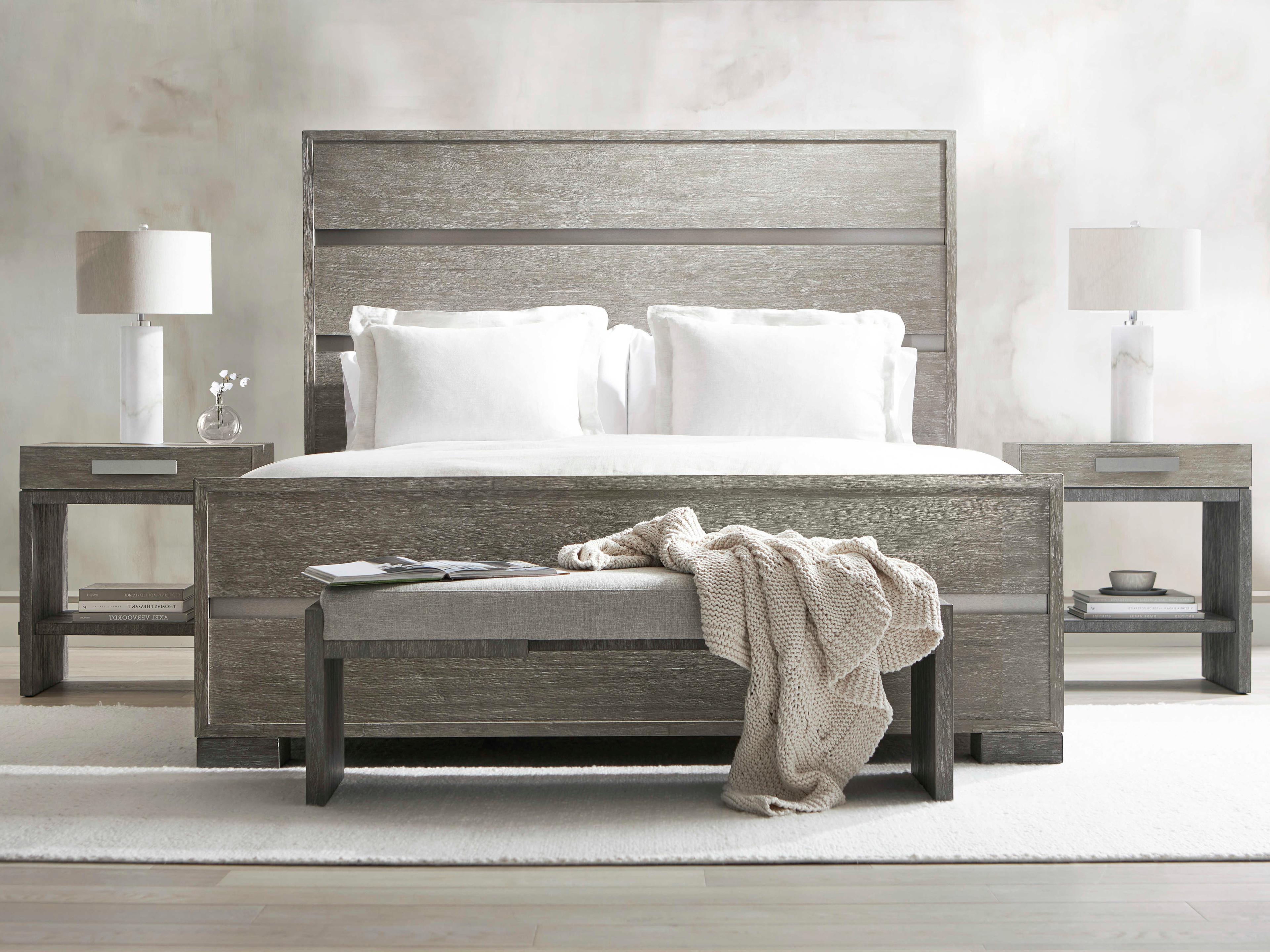 Bernhardt Foundations Dark Shale Light Gray Wood King Panel Bed