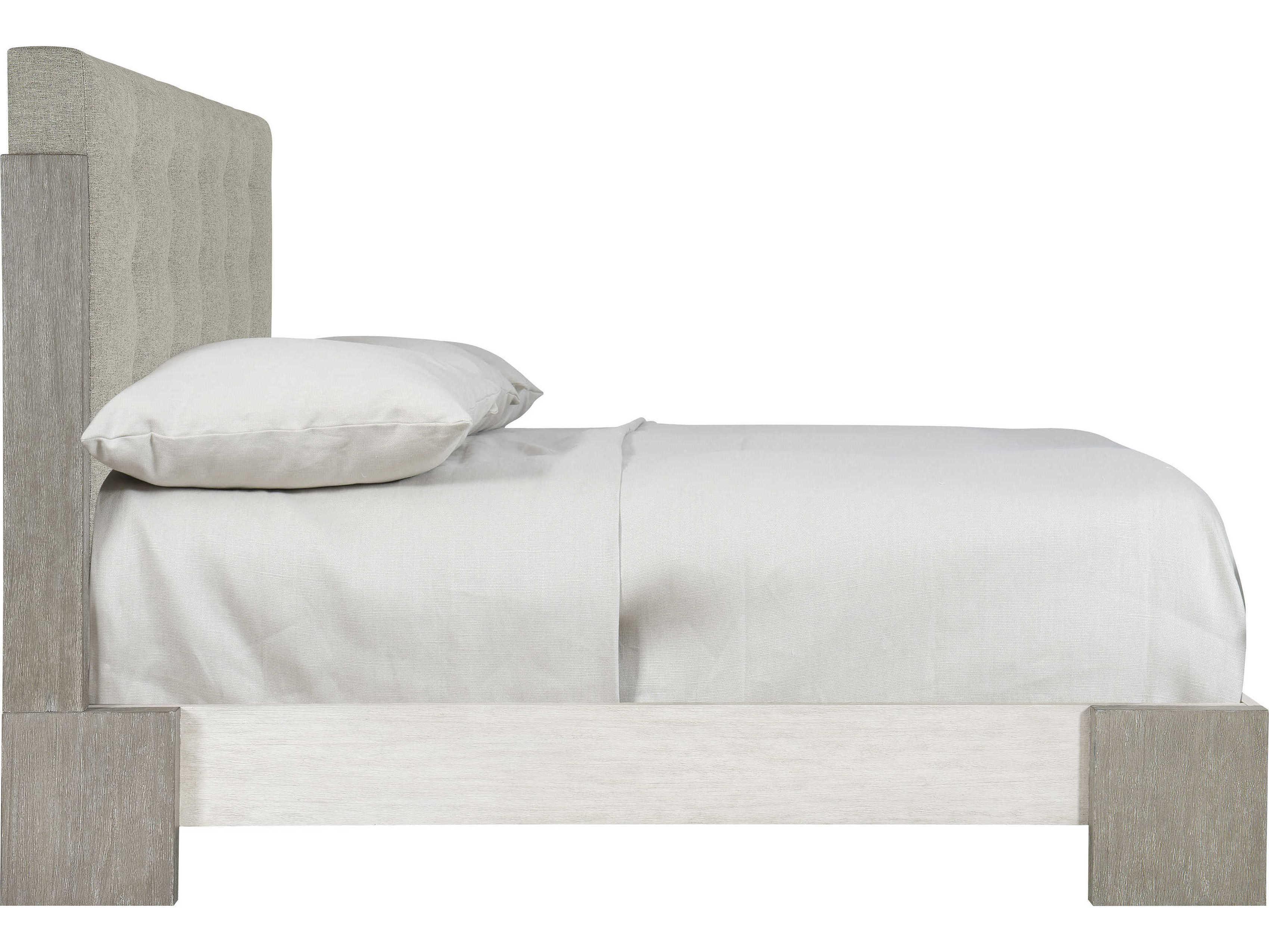 Bernhardt Foundations Linen Light Shale Gray Upholstered California King Panel Bed