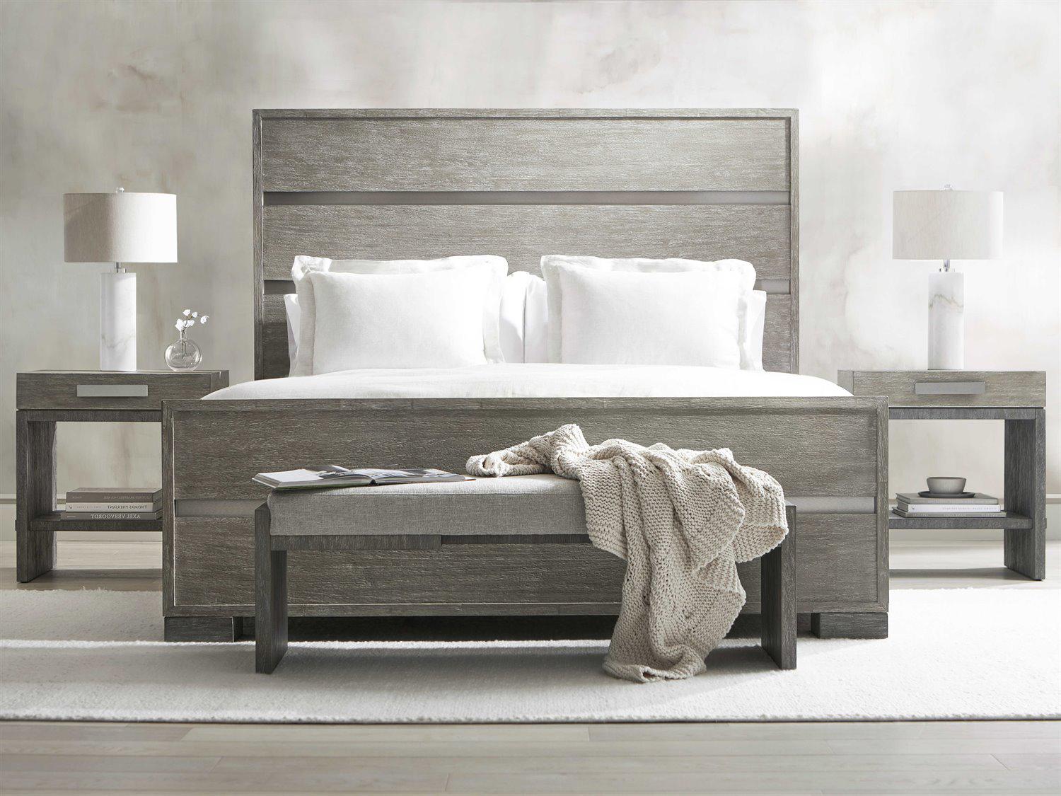 Bernhardt Foundations Dark Shale Light Gray Wood Queen Panel Bed