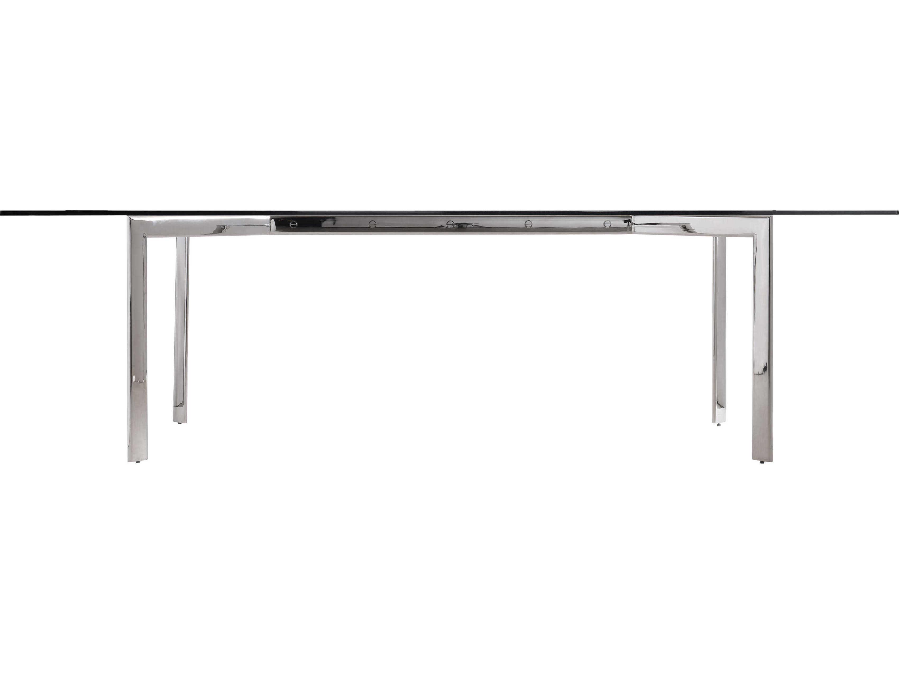 Bernhardt Cristobal Rectangular Glass Polished Stainless Steel Dining Table
