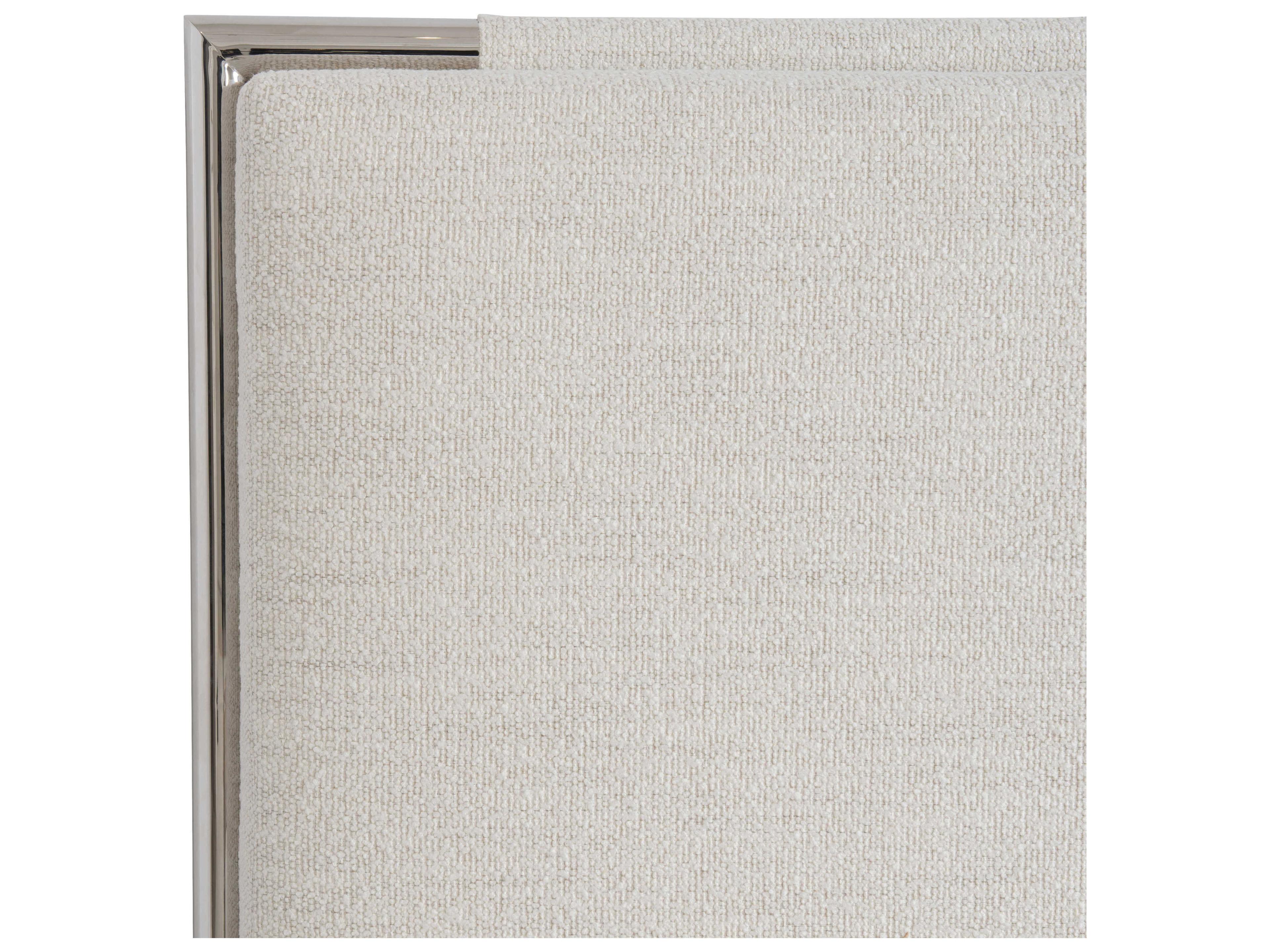 Bernhardt Modulum Polished Stainless Steel White Upholstered Queen Panel Bed