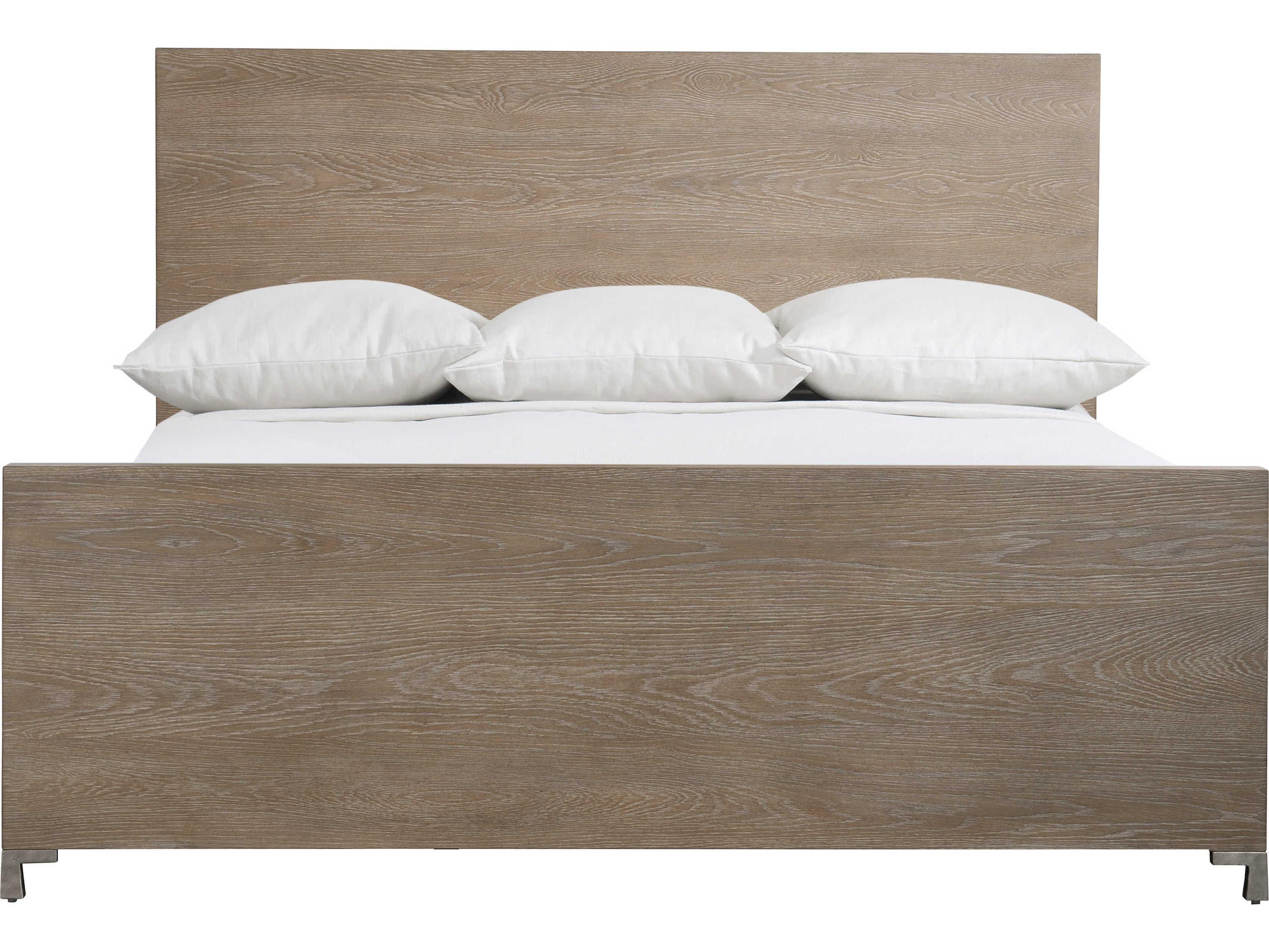 Bernhardt Aventura Marcona Frosted Nickel Brown Wood King Panel Bed