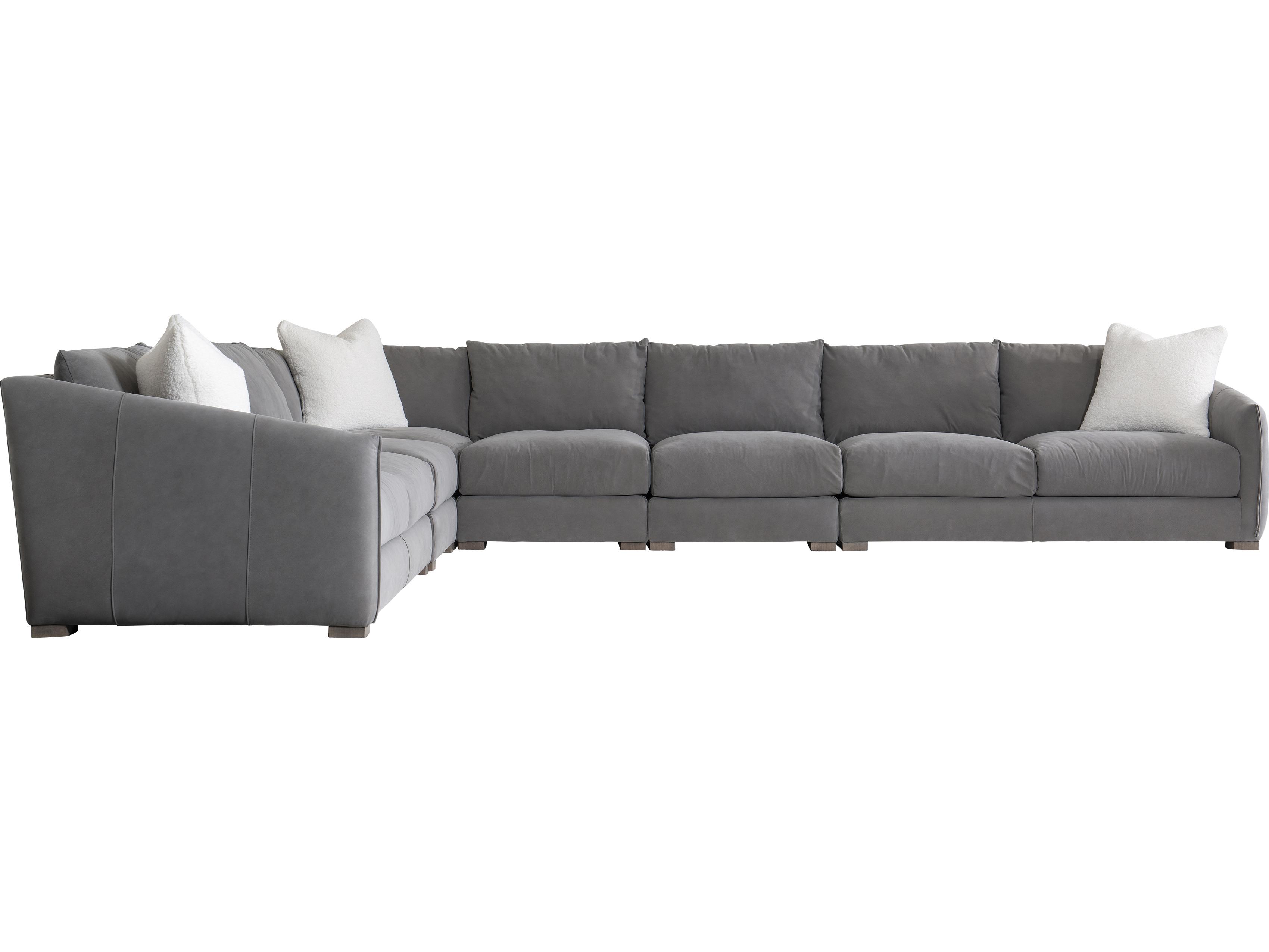 Bernhardt Demi Gray Leather Sectional Sofa
