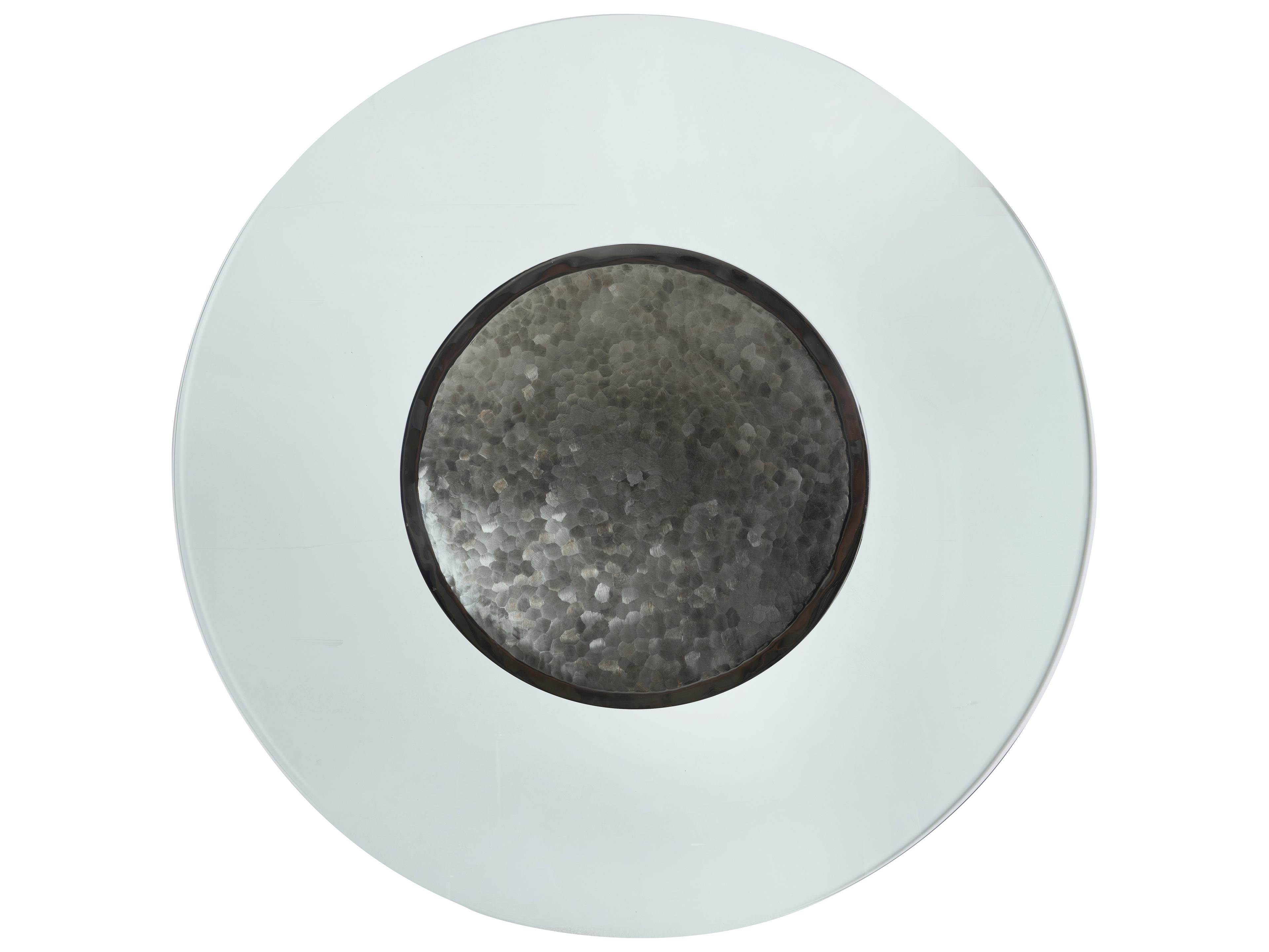 Bernhardt Dalton Round Glass Greige Dining Table