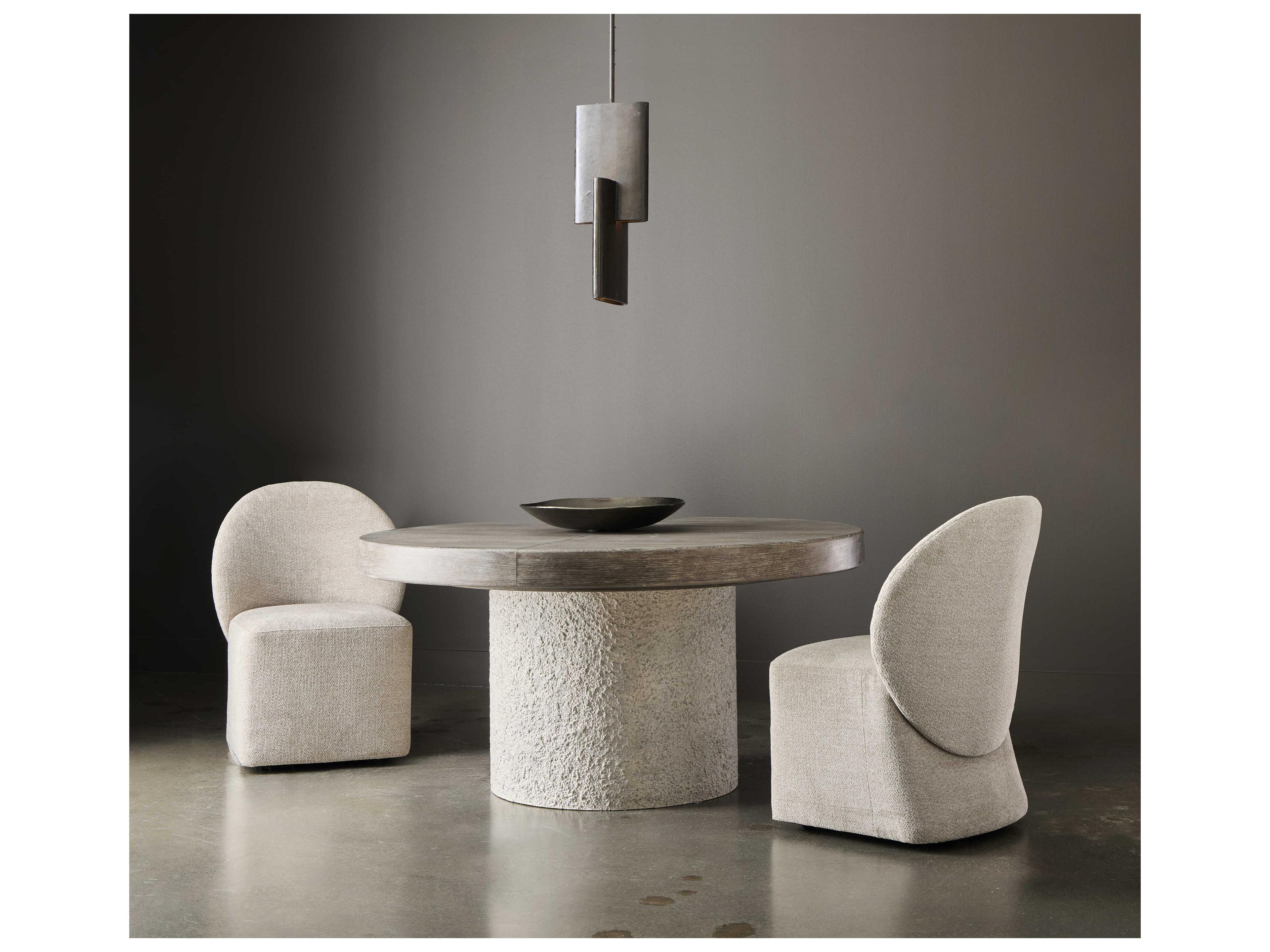 Bernhardt Monolith Round Wood Beige Dining Table