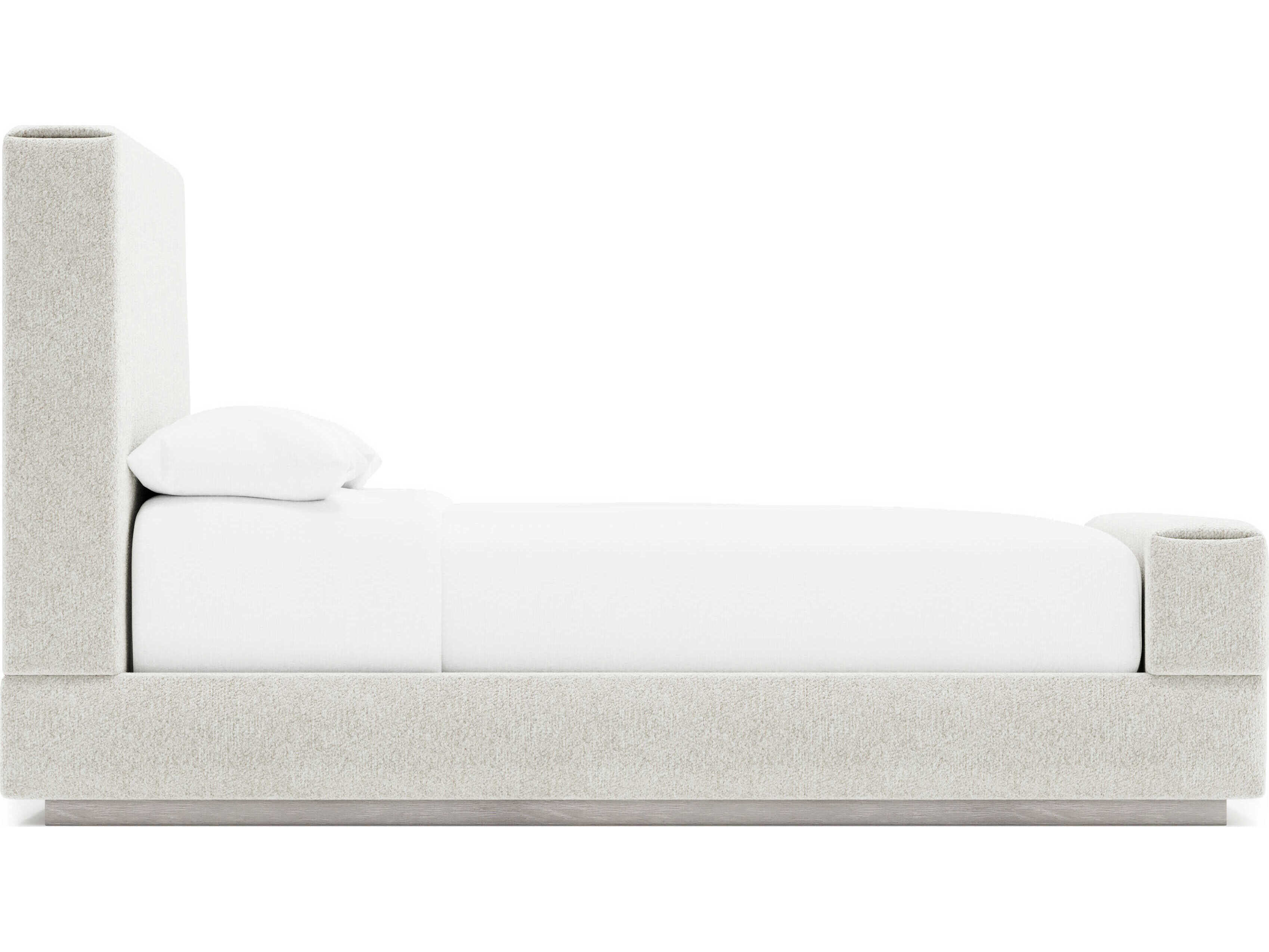 Bernhardt Tempo Beige Oak Wood Upholstered Queen Panel Bed