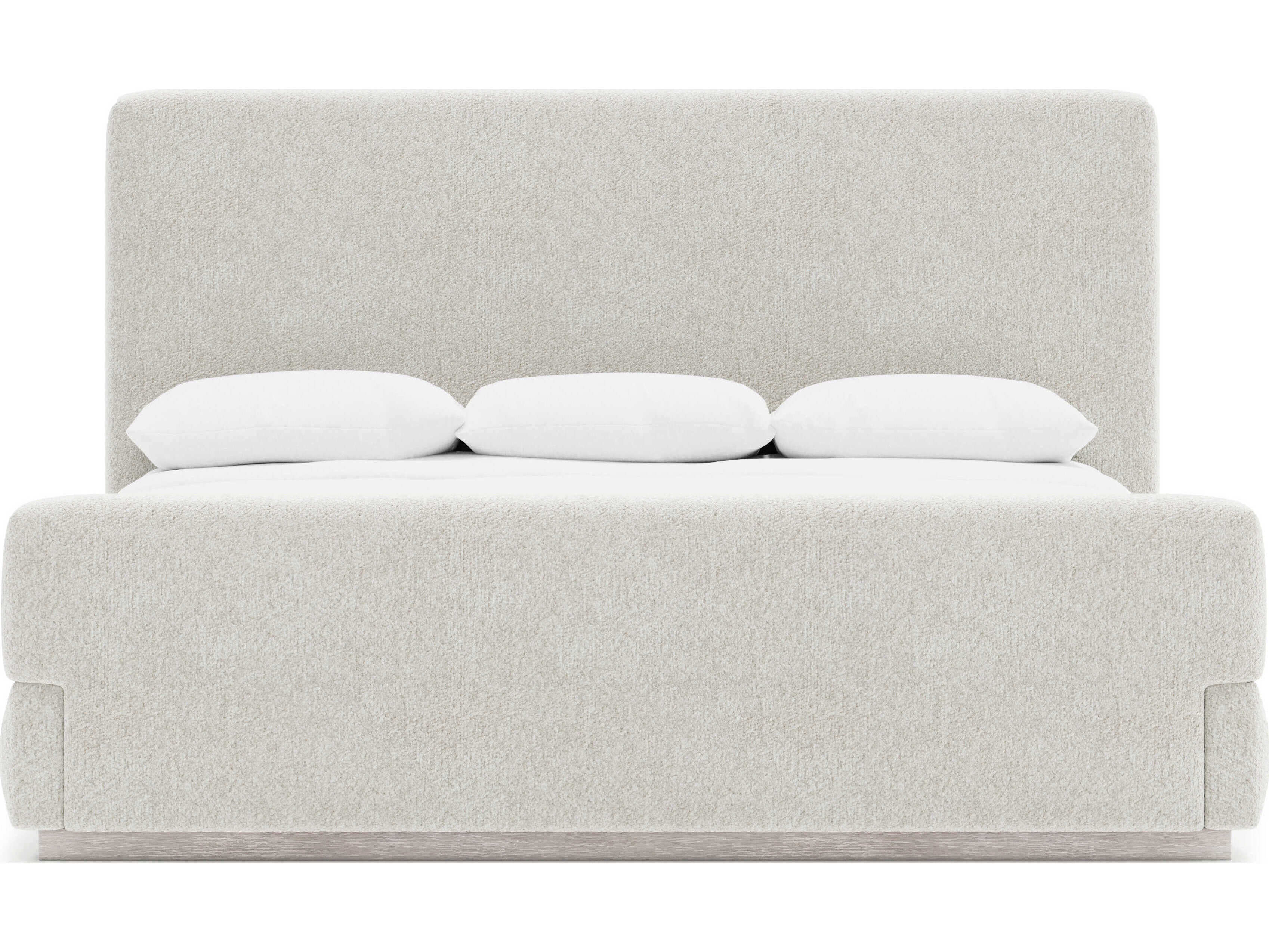Bernhardt Tempo Beige Oak Wood Upholstered California King Panel Bed