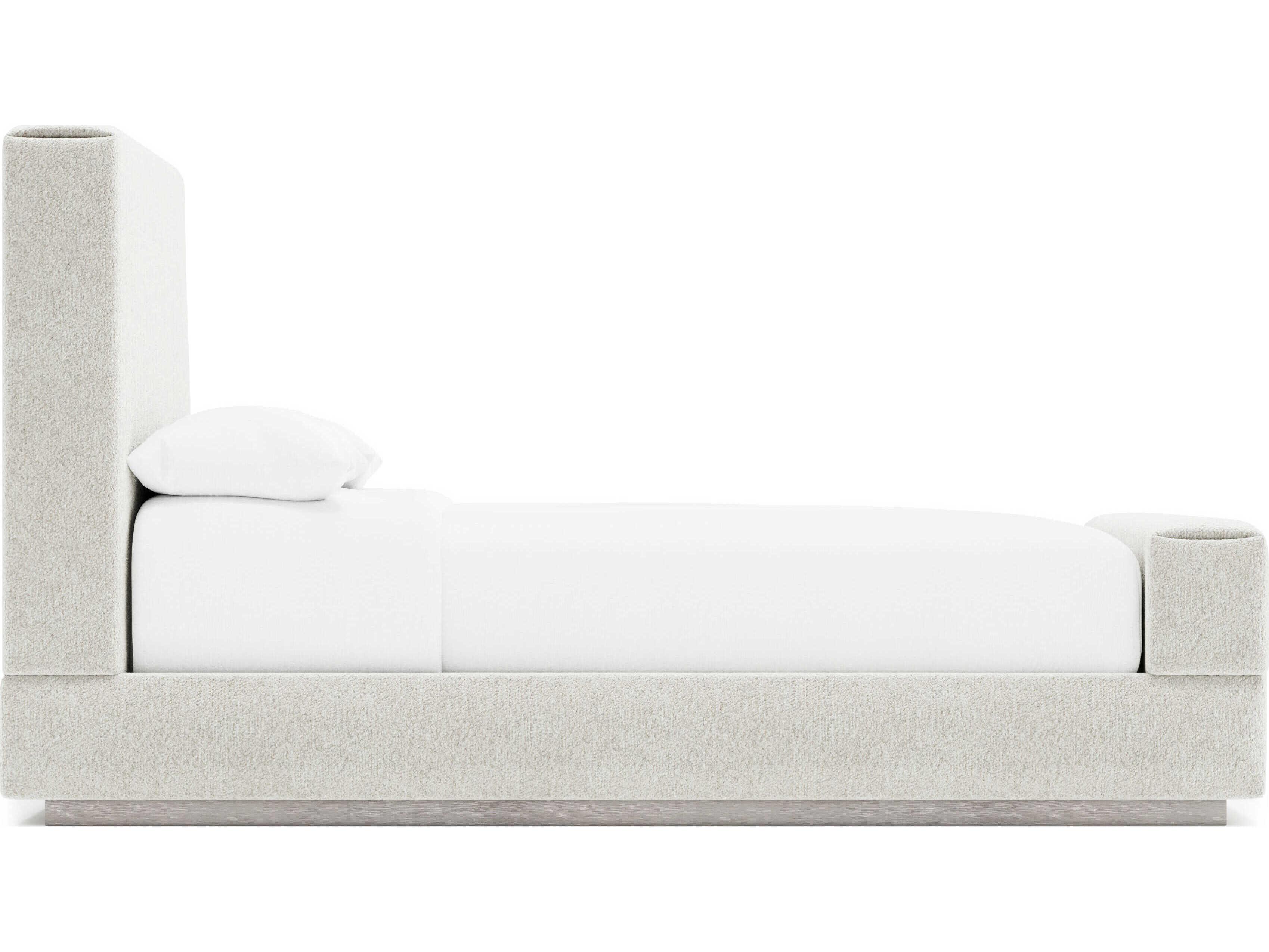 Bernhardt Tempo Beige Oak Wood Upholstered California King Panel Bed