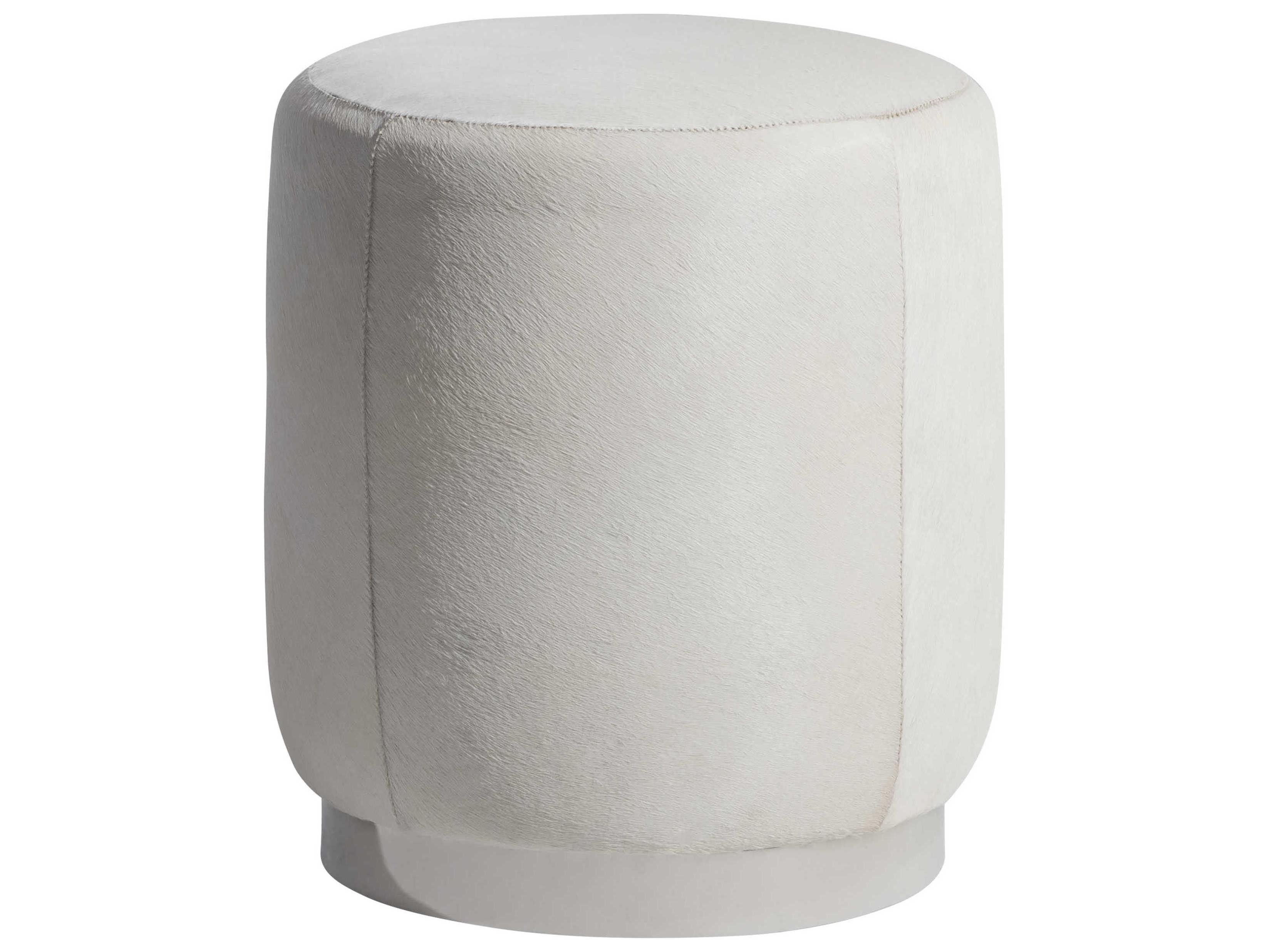 Bernhardt Ash Stainless Steel White Upholstered Ottoman