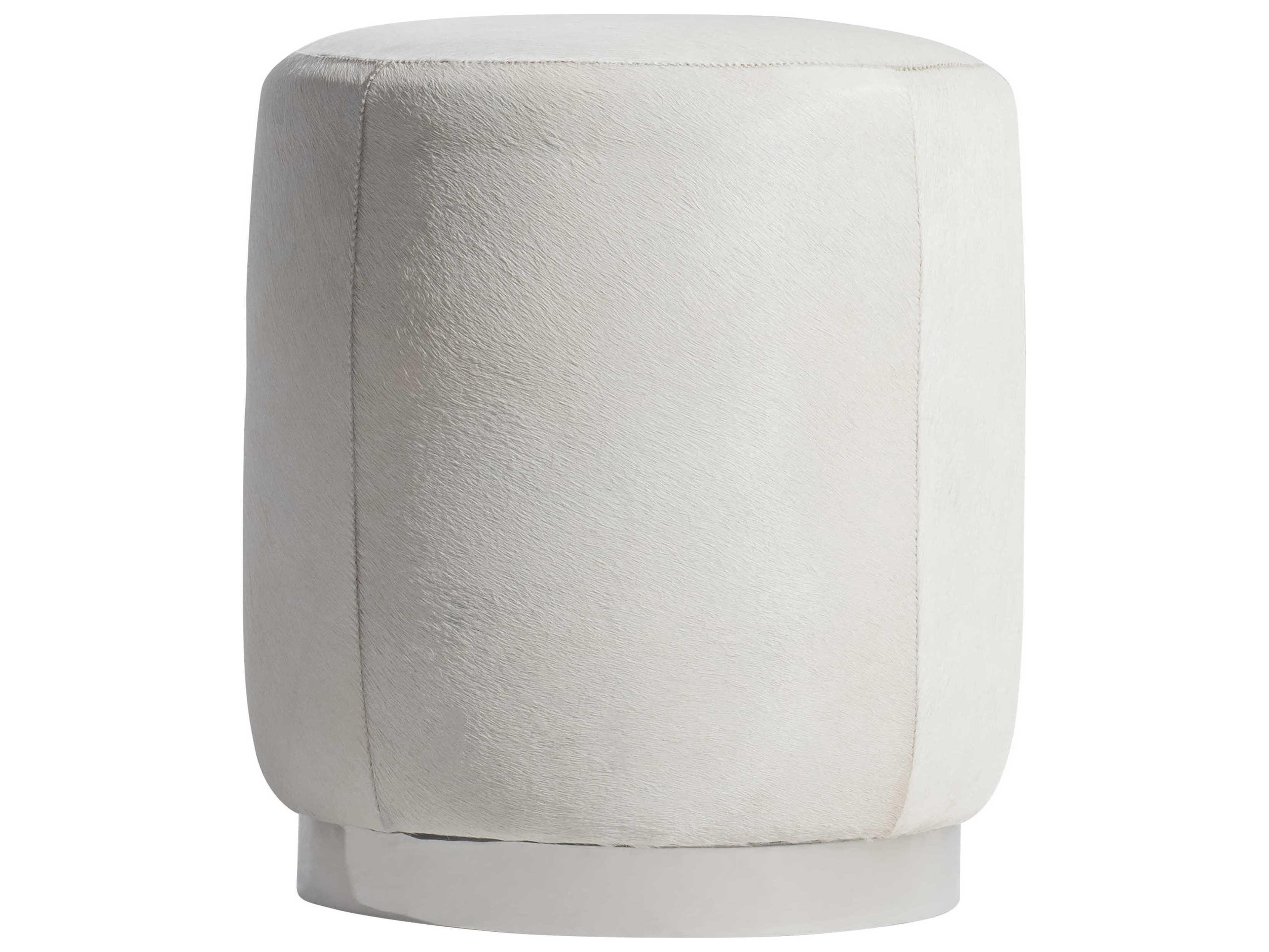 Bernhardt Ash Stainless Steel White Upholstered Ottoman