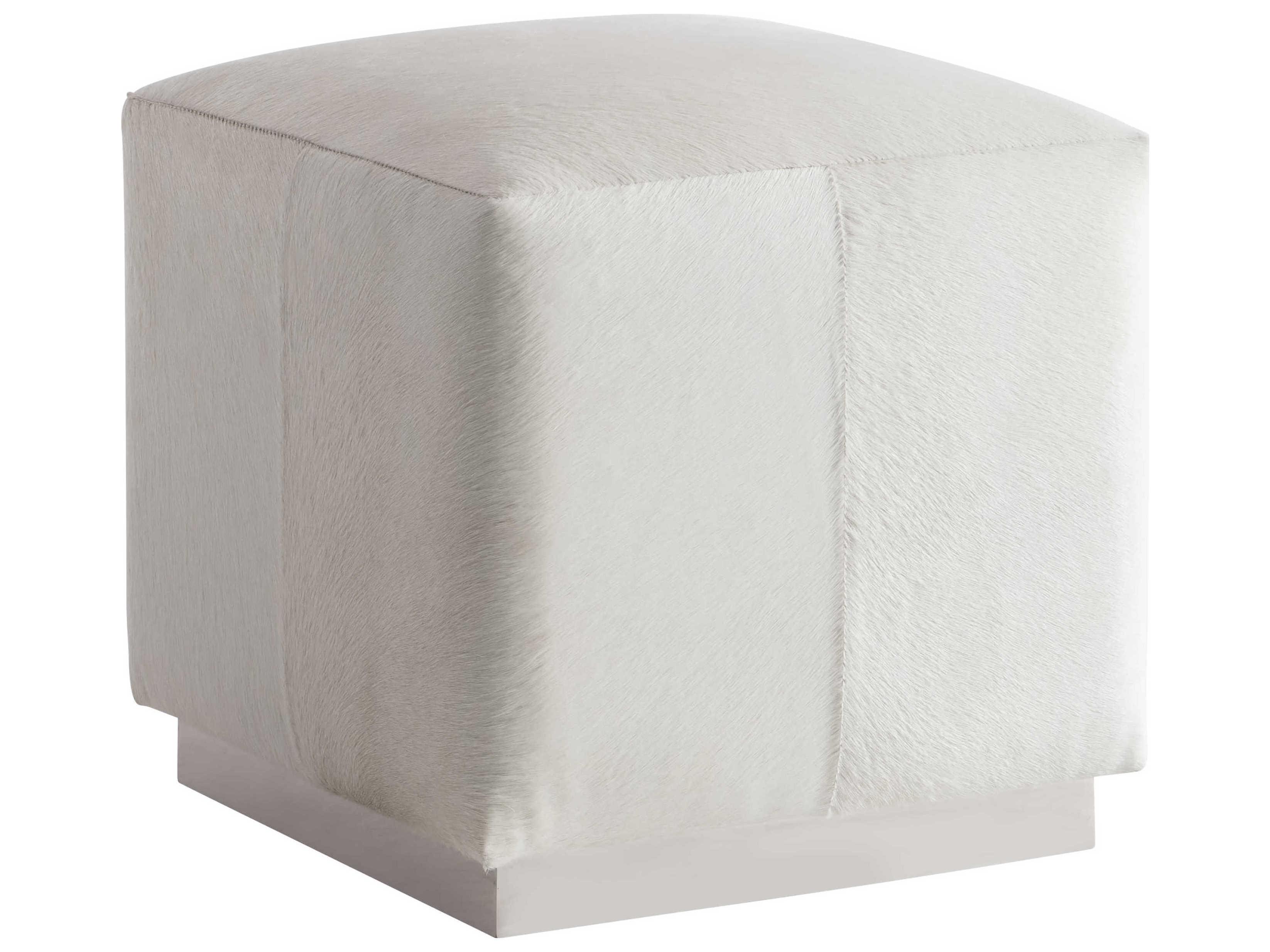 Bernhardt Aspen Stainless Steel White Upholstered Ottoman