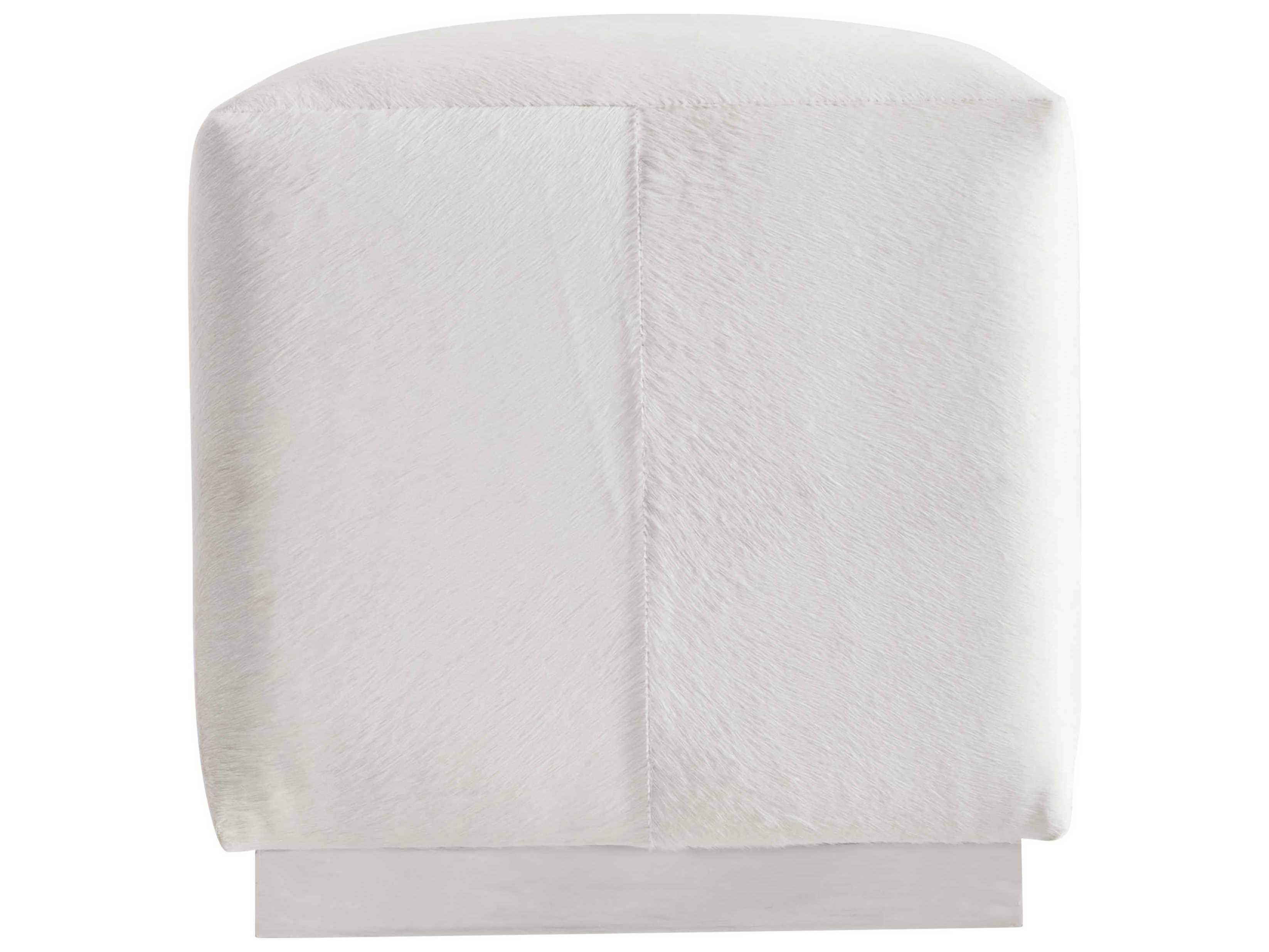 Bernhardt Aspen Stainless Steel White Upholstered Ottoman