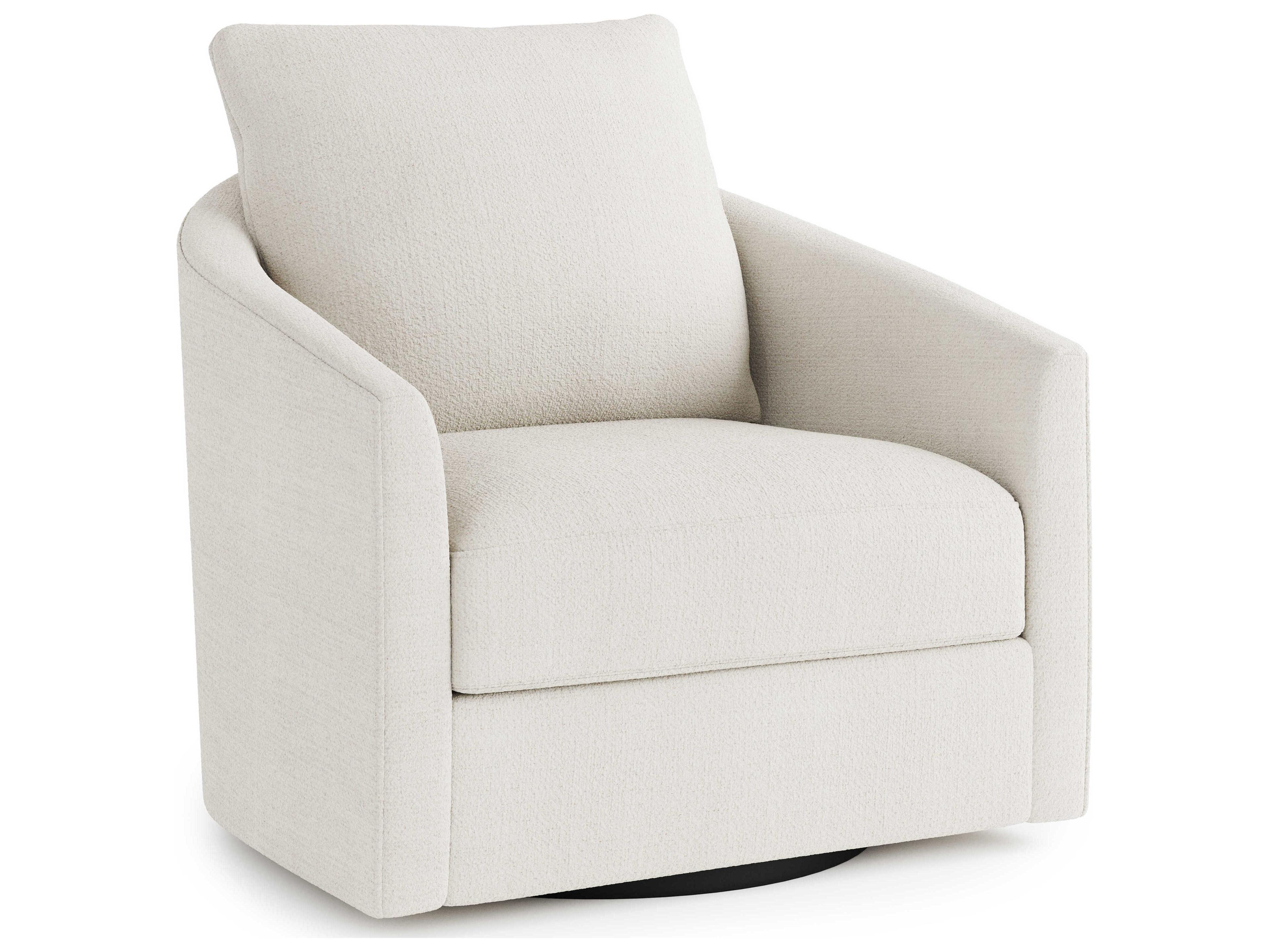 Bernhardt Astoria White Fabric Swivel Accent Chair