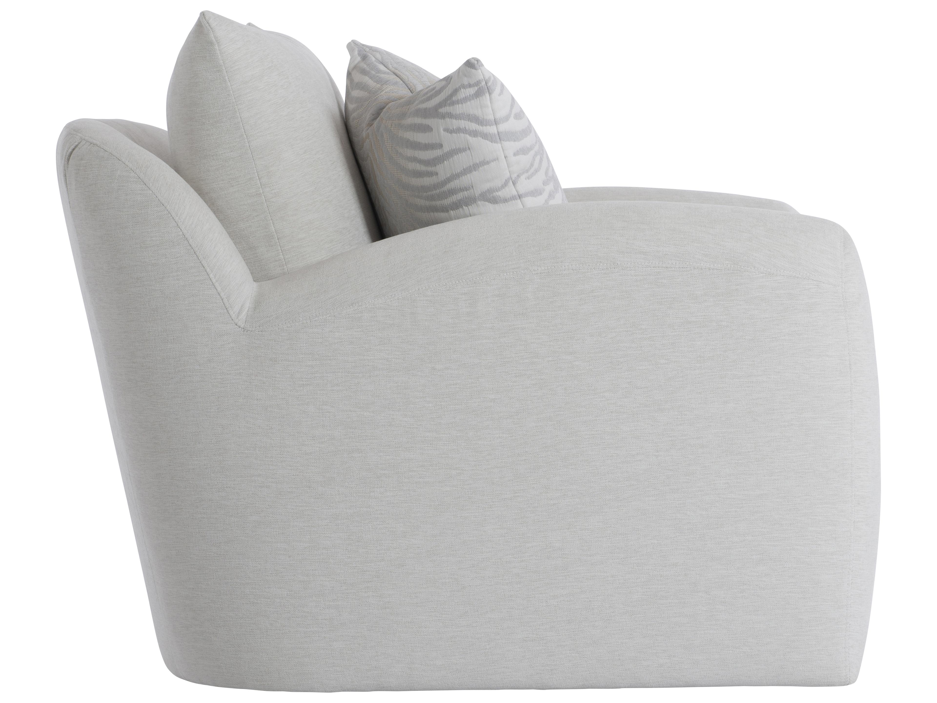 Bernhardt Plush Swivel White Accent Chair