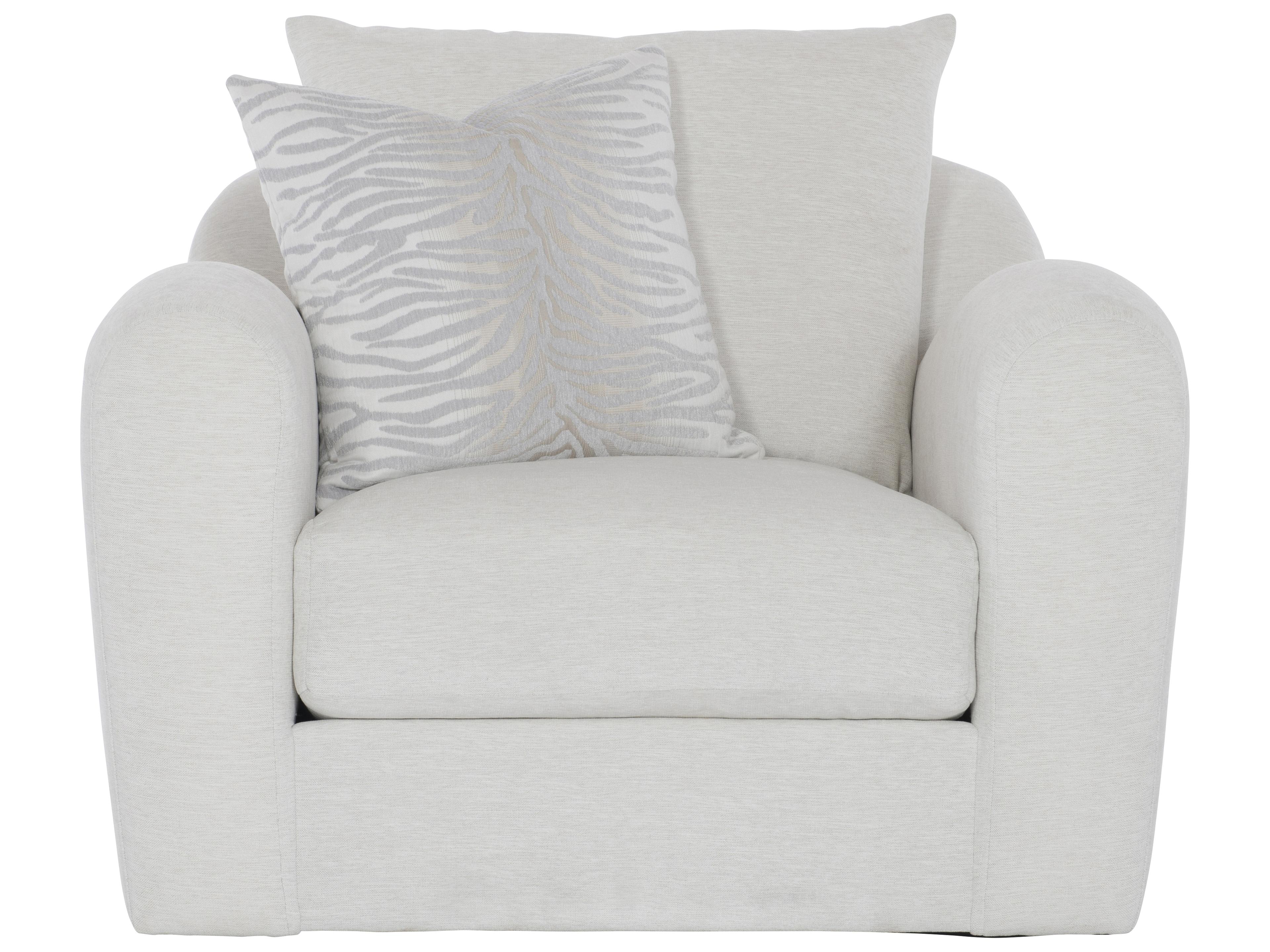 Bernhardt Plush Swivel White Accent Chair