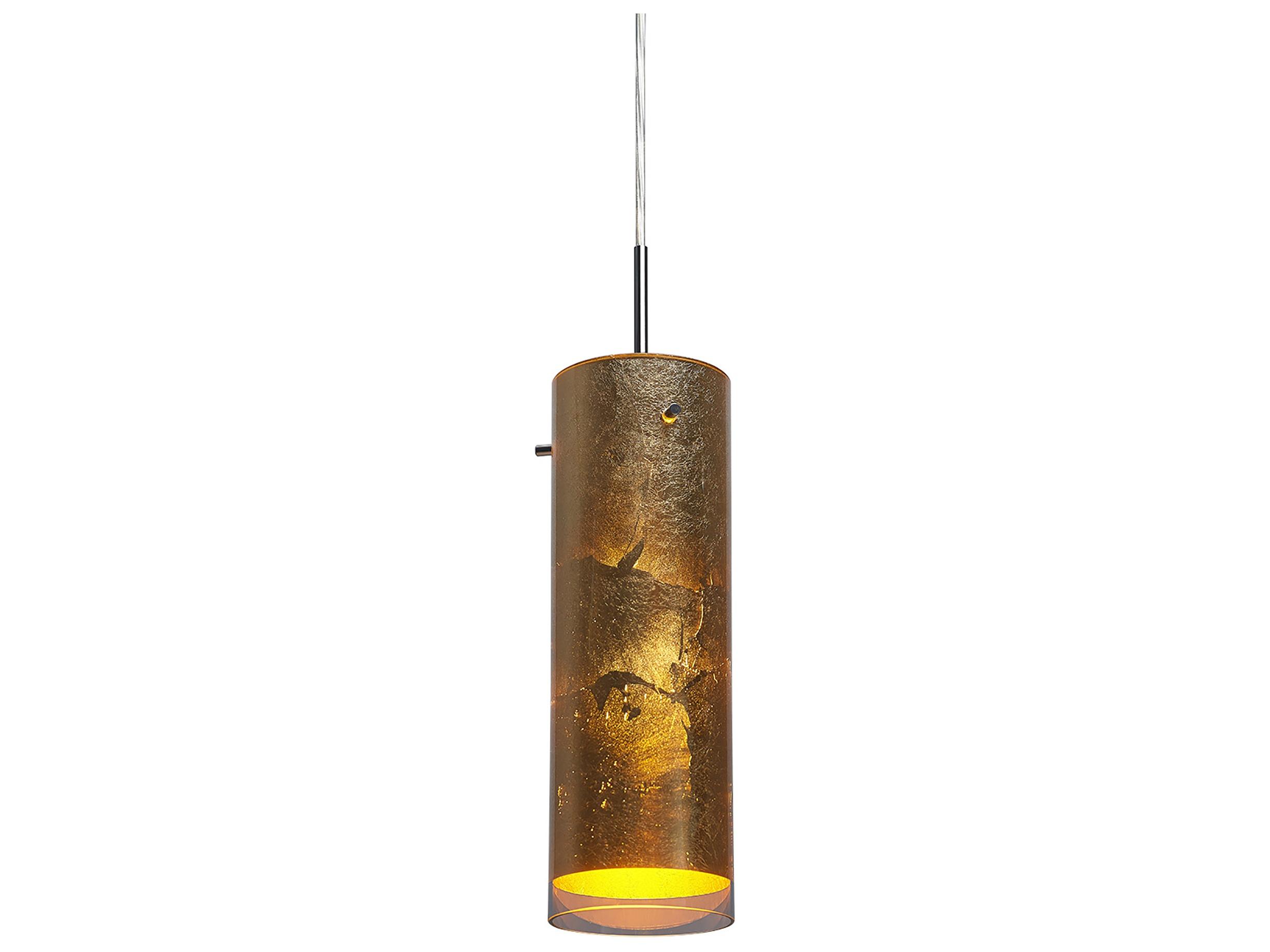Bruck Lighting Cyrus 1-Light Gold Glass Cylinder Mini Pendant