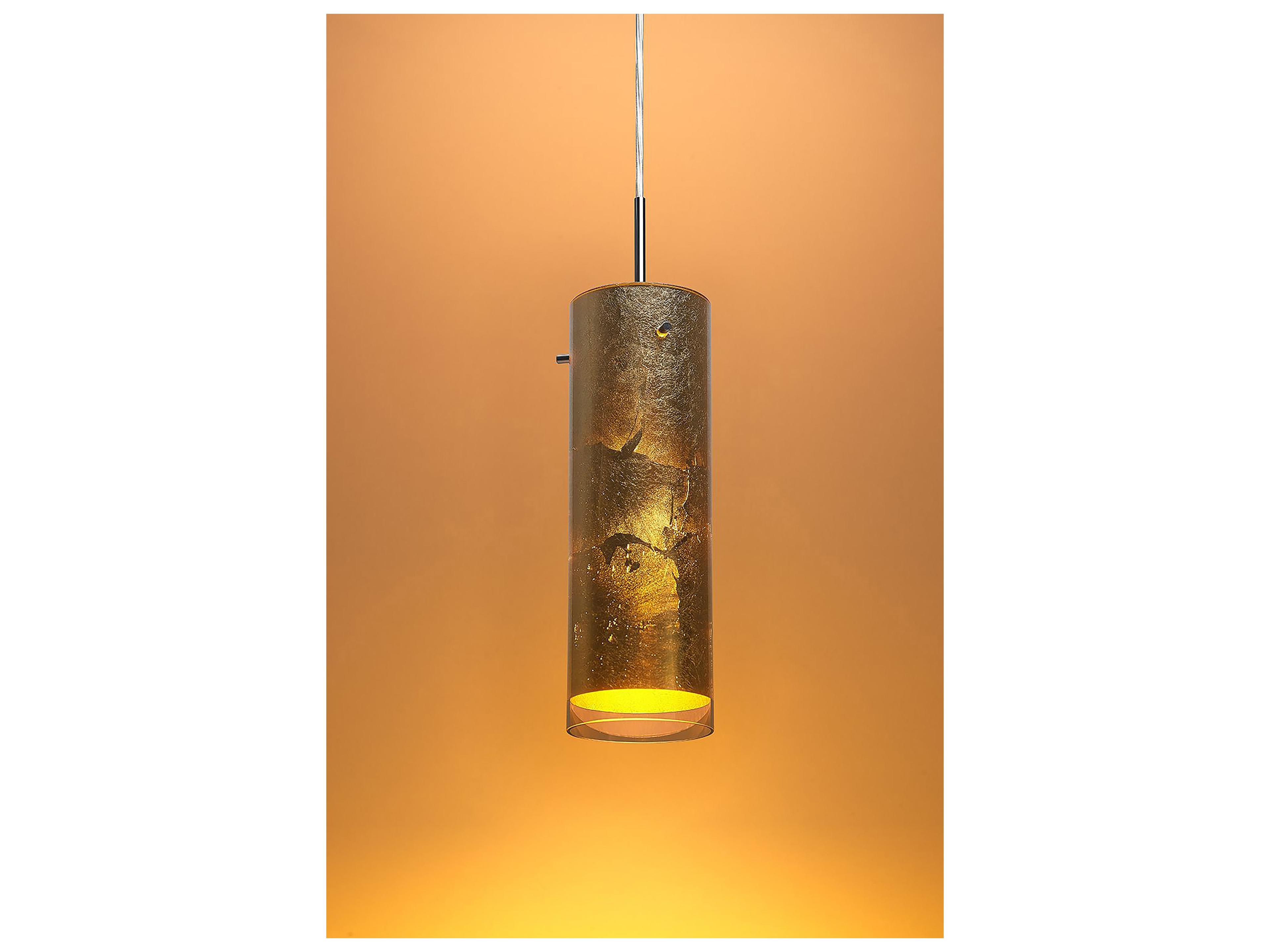 Bruck Lighting Cyrus 1-Light Gold Glass Cylinder Mini Pendant