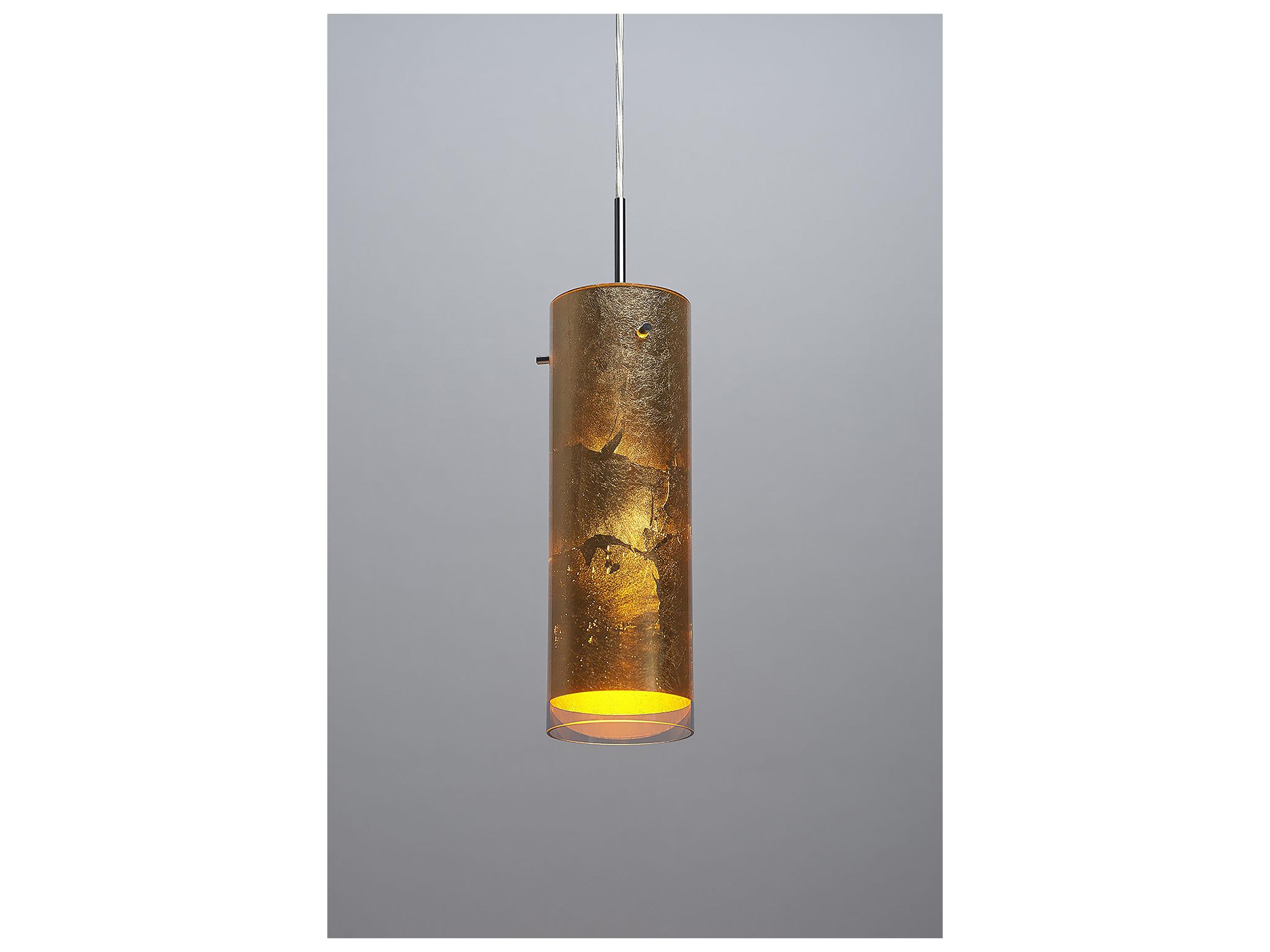 Bruck Lighting Cyrus 1-Light Gold Glass Cylinder Mini Pendant