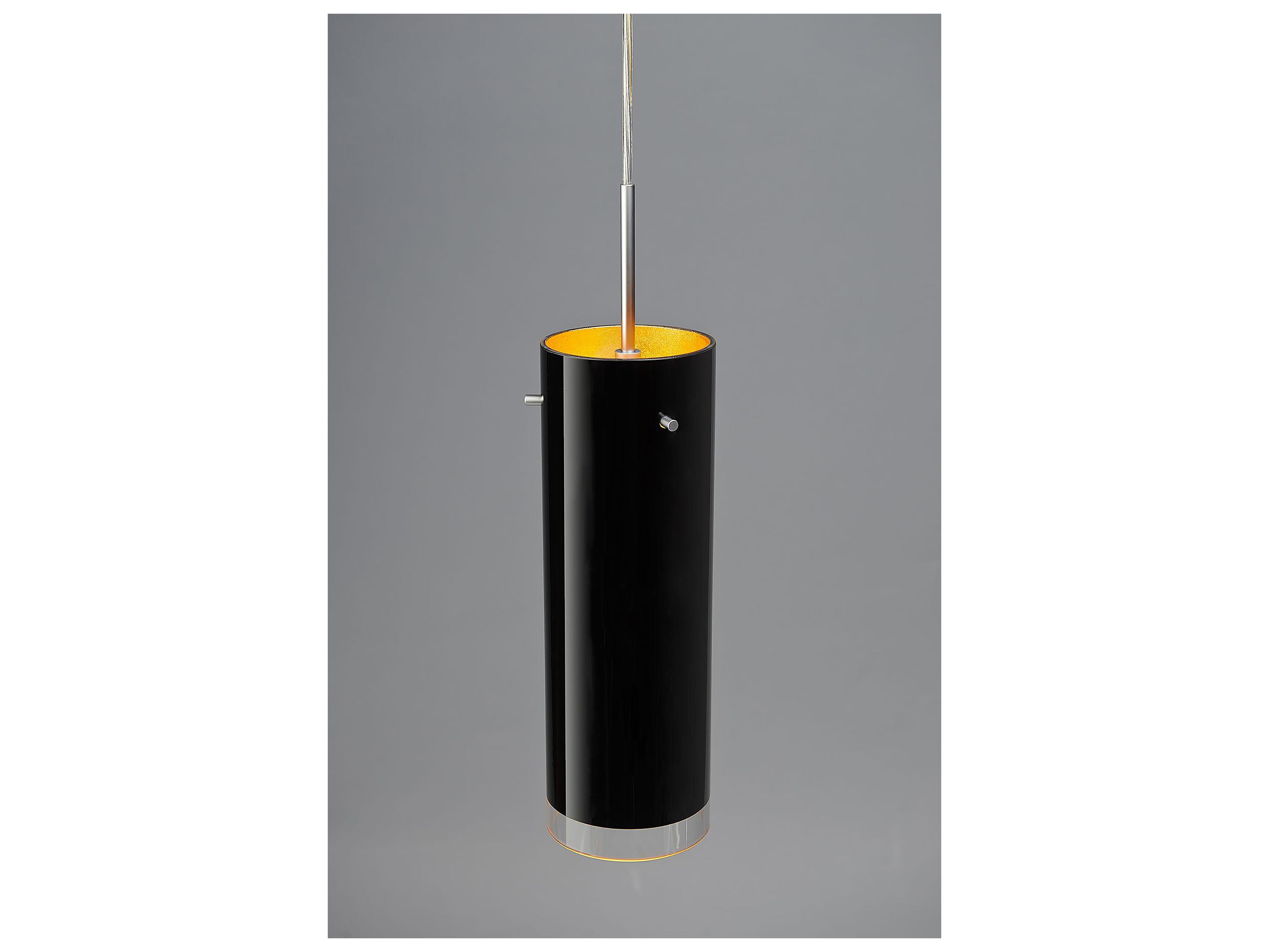 Bruck Lighting Cyrus 1-Light Black Glass Cylinder Mini Pendant