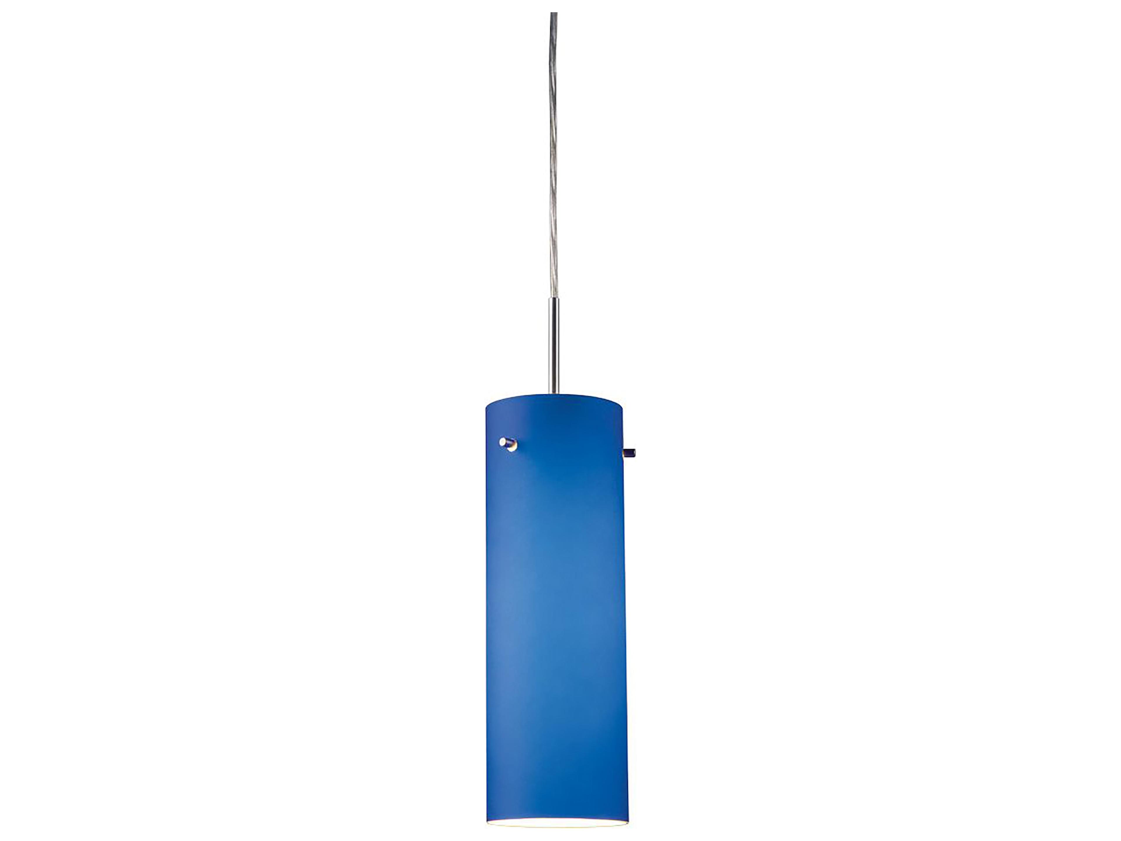 Bruck Lighting Titan 1-Light Blue Glass Cylinder Mini Pendant
