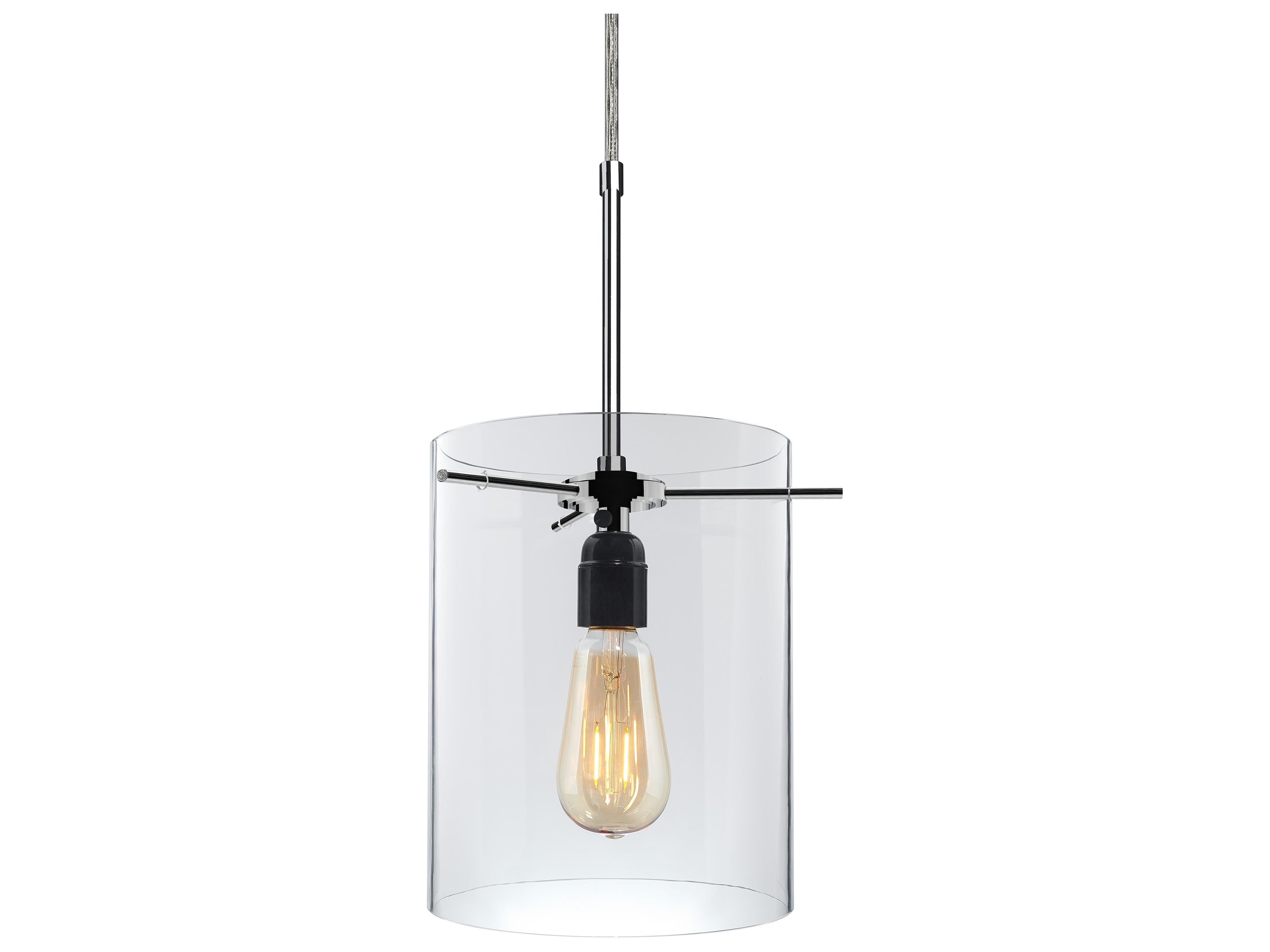 Bruck Lighting London 1-Light Clear Glass Cylinder Mini Pendant
