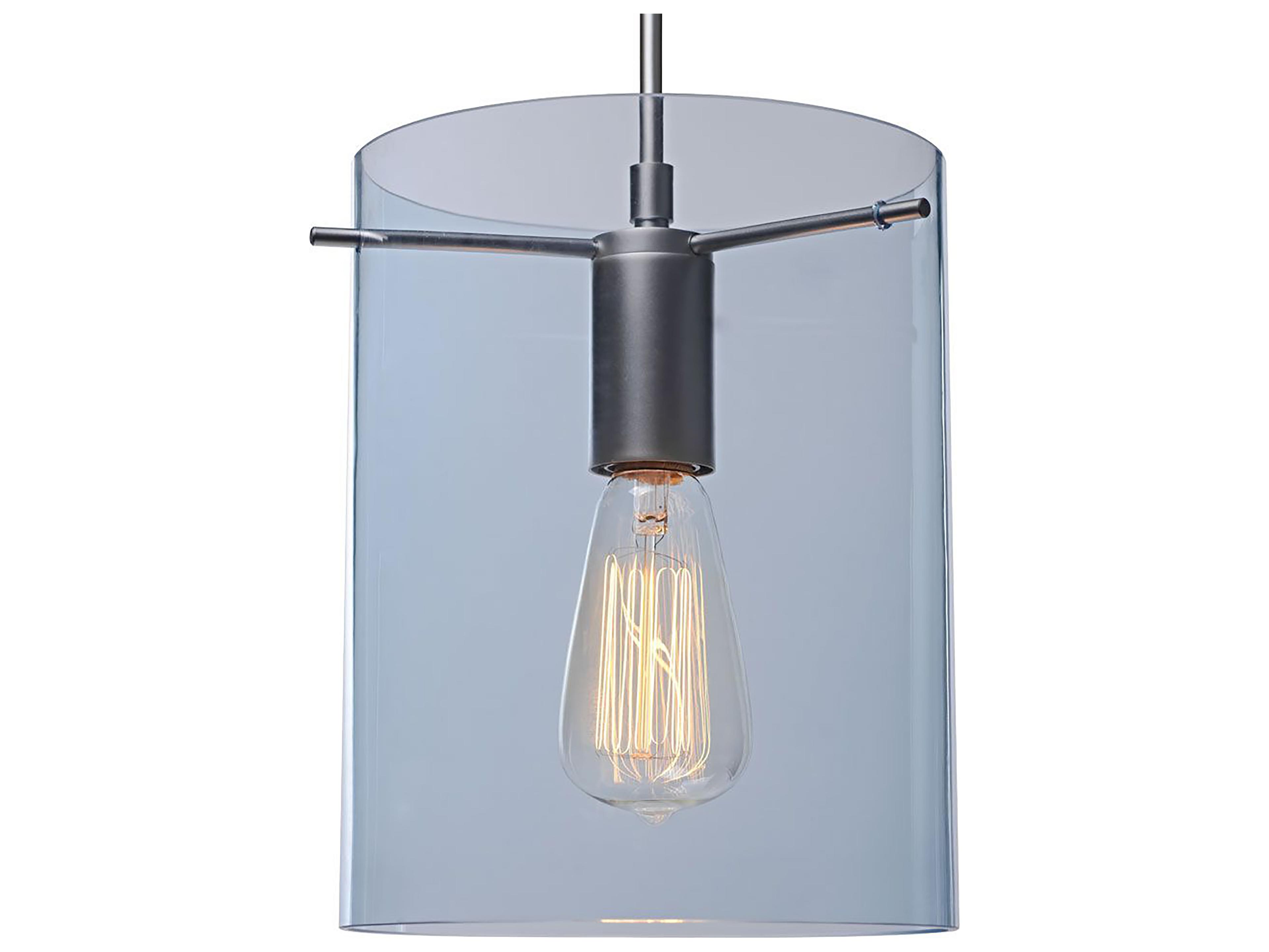 Bruck Lighting London 1-Light Gray Glass Cylinder Mini Pendant